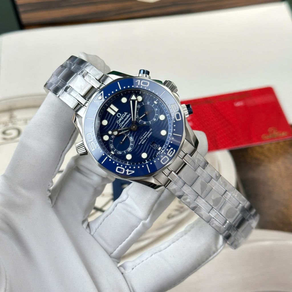 Omega Best Copies Watches Seamaster Diver 300M Chronograph Dial Blue N1 Factory 44mm - Elite Watch Atelier