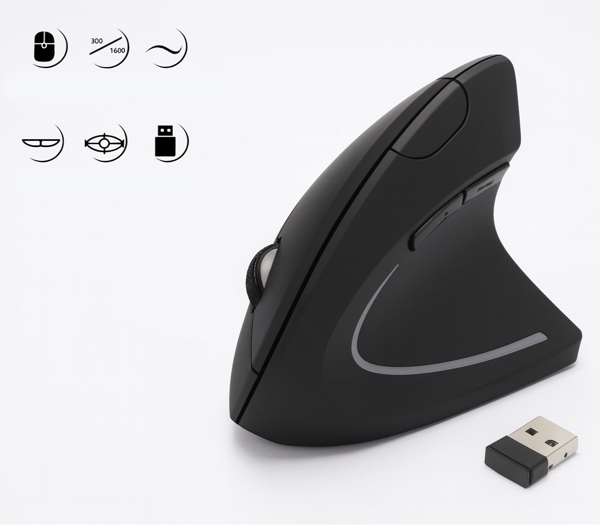 Ergonomische Draadloze Verticale Muis met Instelbare DPI – Lichtgewicht en Comfortabel Ontwerp voor Thuis en Kantoor