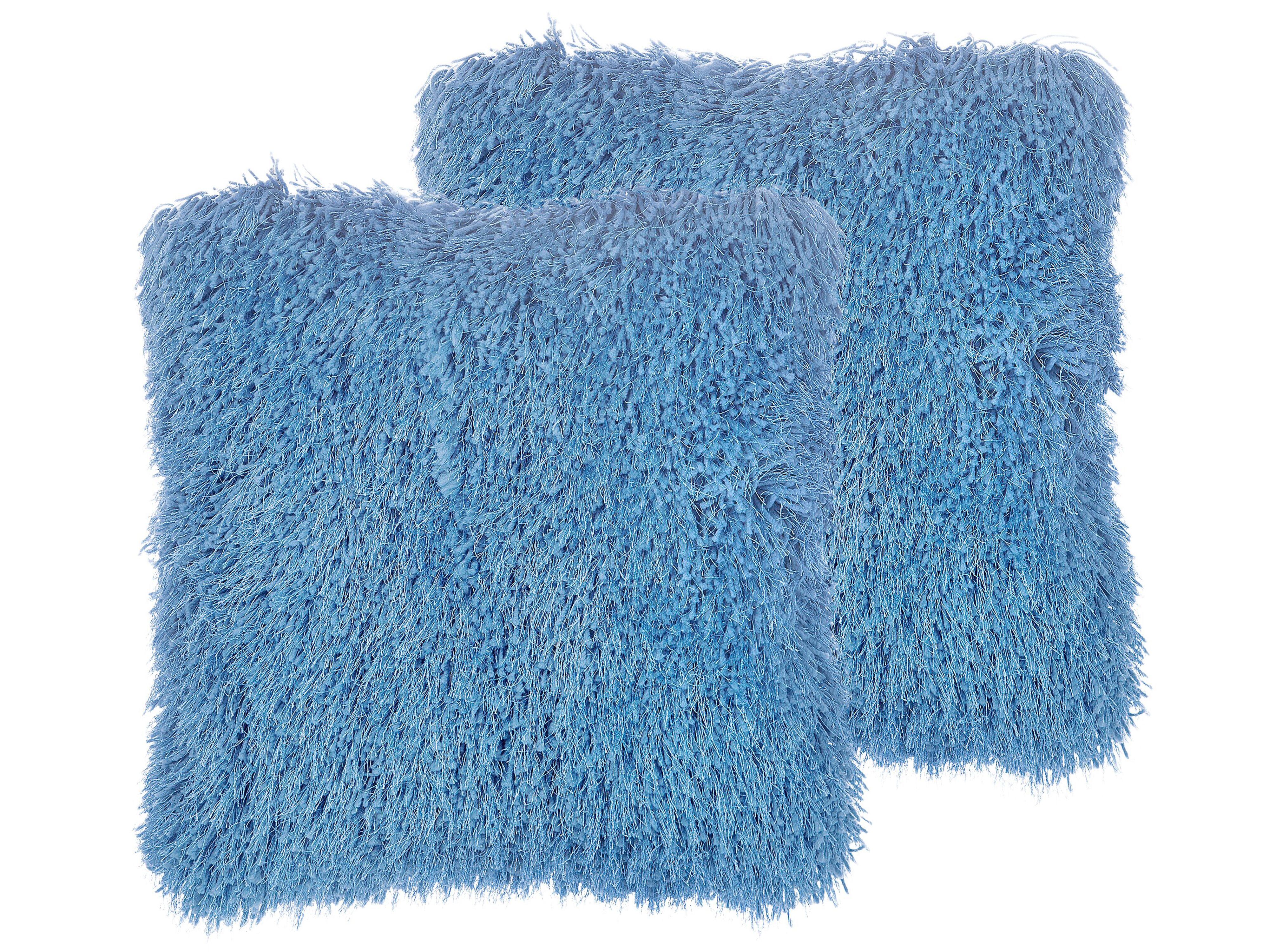 Set of 2 Decorative Cushions CIDE 45 x 45 cm Blue Solid