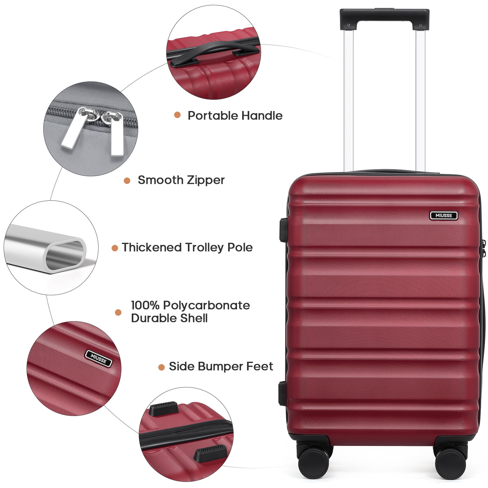 MIUSSE Luggage Sets 3 Piece, 20 Inch Carry On Luggage with Wheels, 100% PC Hardshell Suitcase with TSA Lock, Carry On Suitcases Airline Approved With Travel Backpack for Men Women - Image 36