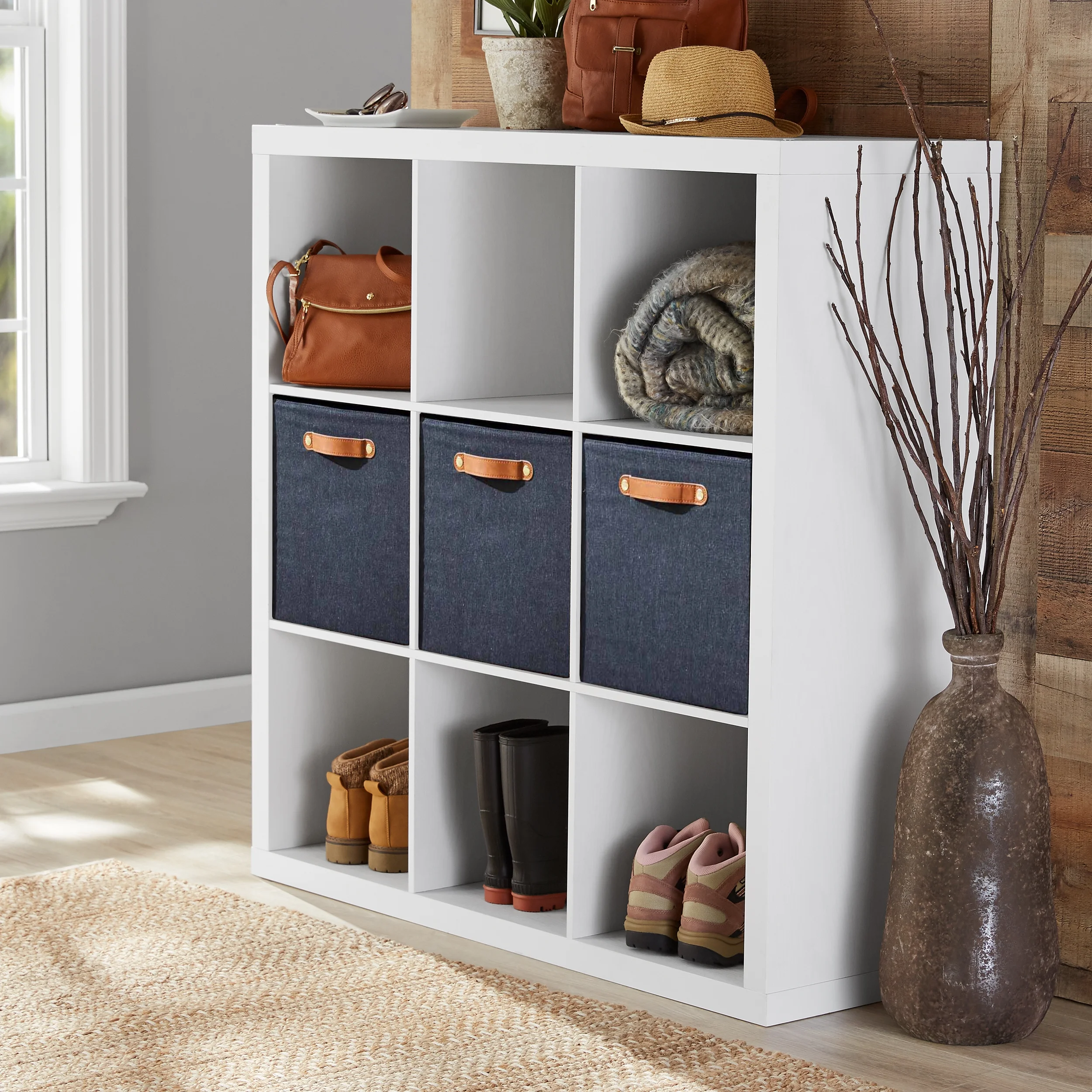 Better Homes & Gardens 9 Cube and 3 Better Homes & Gardens Quad Inserts Bundle-Tobacco Oak - Image 8