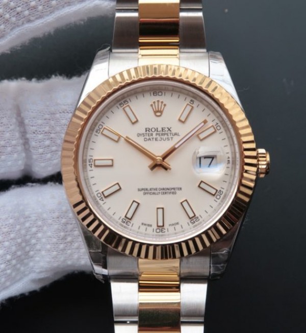 Replica Rolex DateJust II 41mm SS/YG White Dial Lumed Marker SS/YG Bracelet A3136 - Elite Watch Atelier