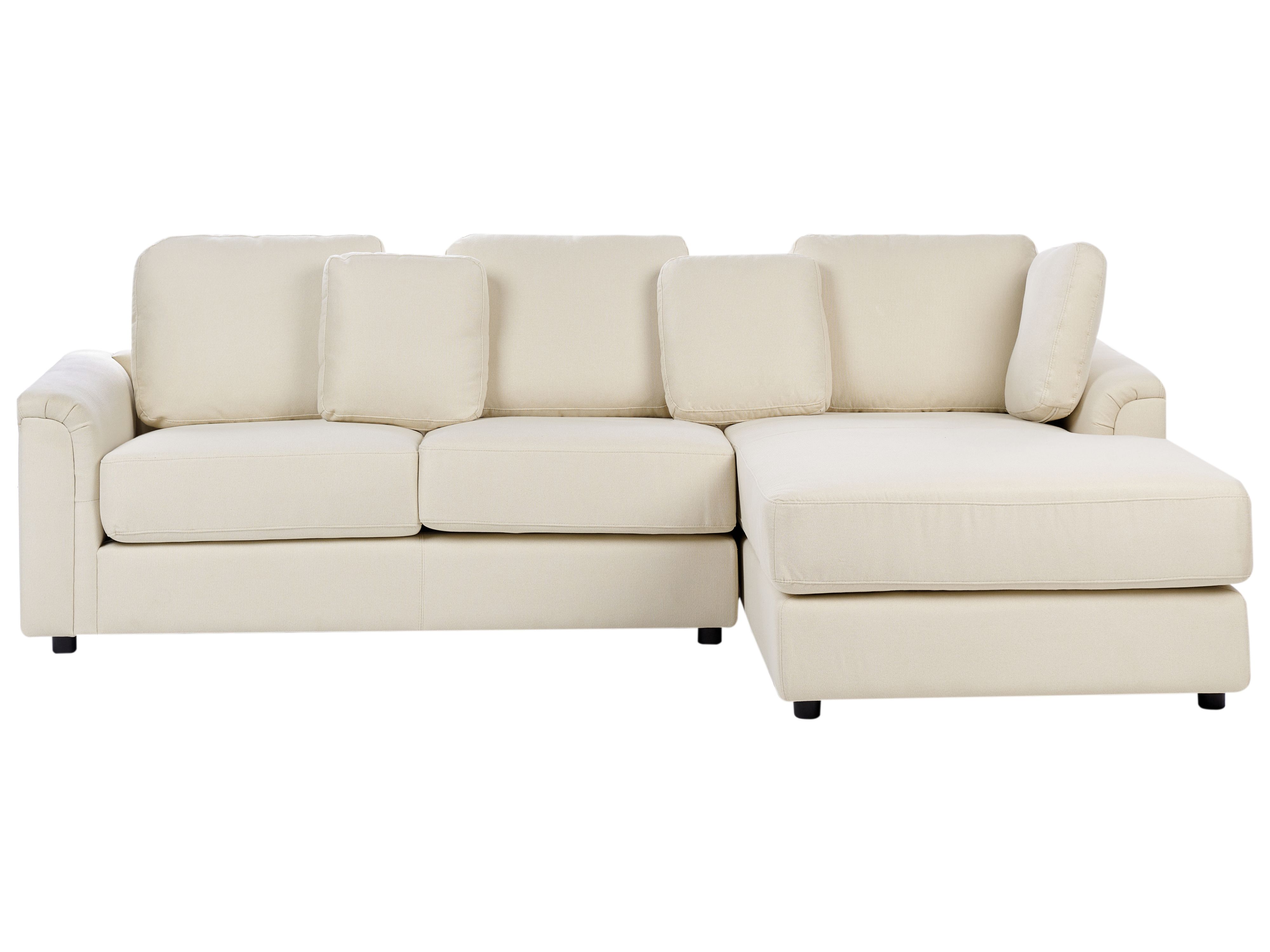 Corner Sofa 4 Seater KOHLO Fabric Light Beige Left Hand