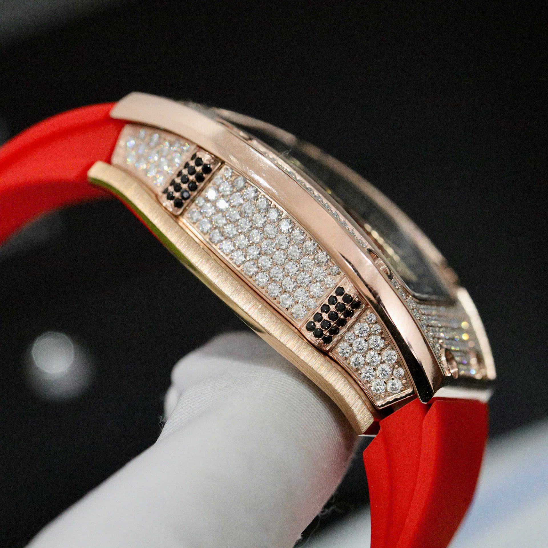 Richard Mille RM007 Replica Watch Custom Moissanite Diamonds Red 36mm - Top club
