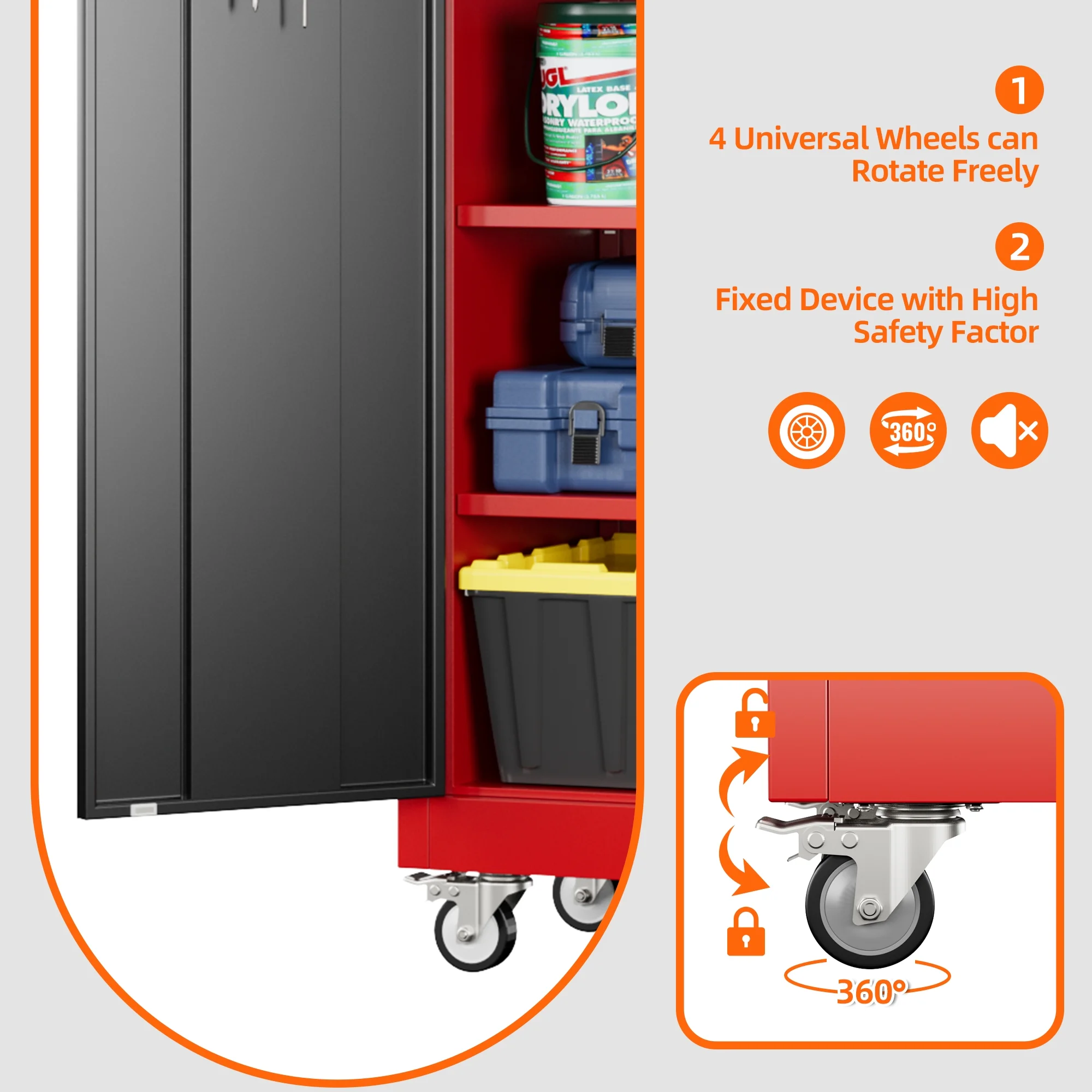 GangMei 71 inches Tall Metal Rolling Garage Storage Cabinets with Locking Doors and 5 Adjustable Shelves, Metal Storage Cabinet for Garage, Office, Home, Classroom, Assemble Required(Black) - Image 28