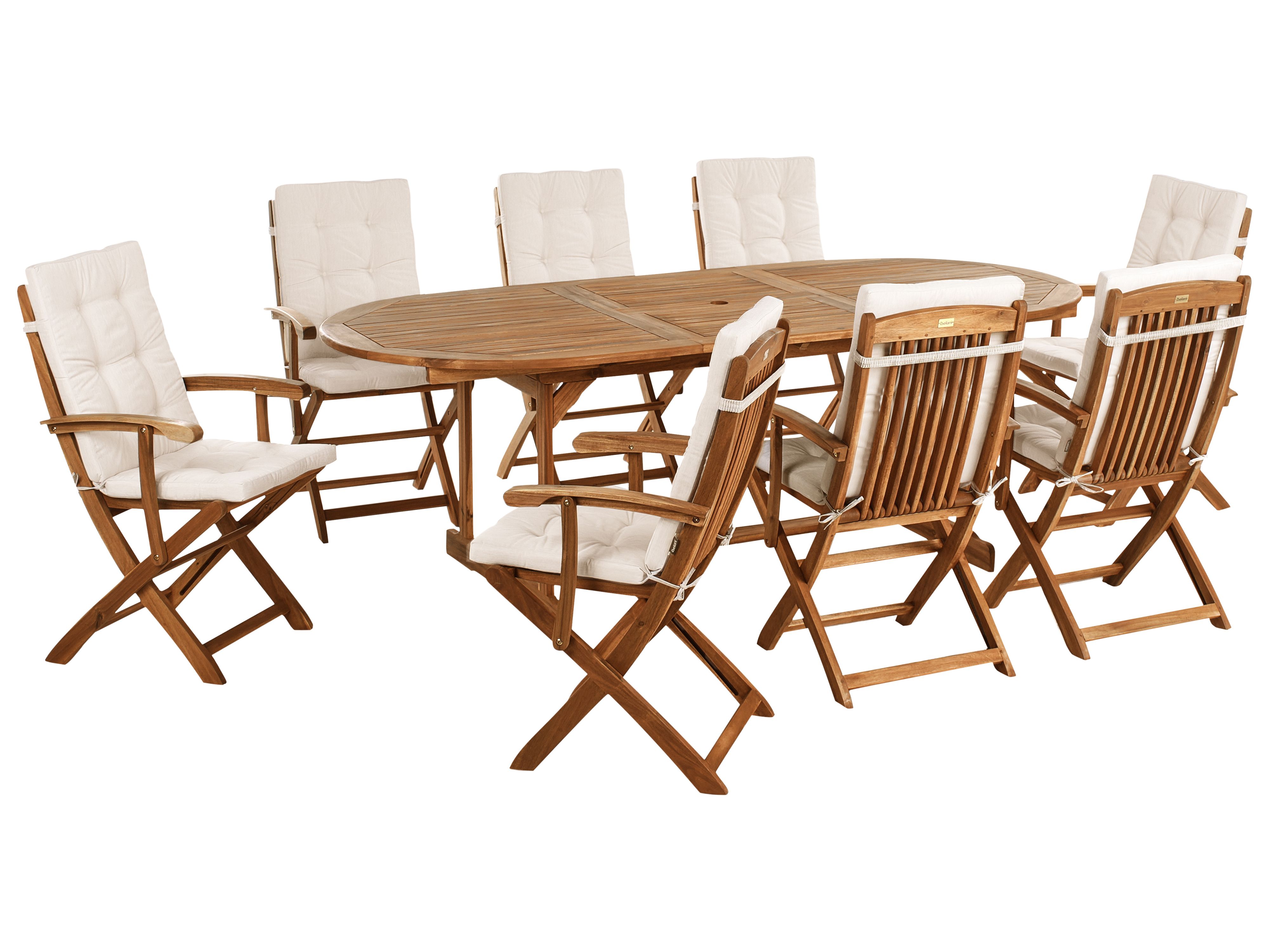 Garden Dining Set 8 Seater MAUI PREMIUM Acacia Wood Light Beige