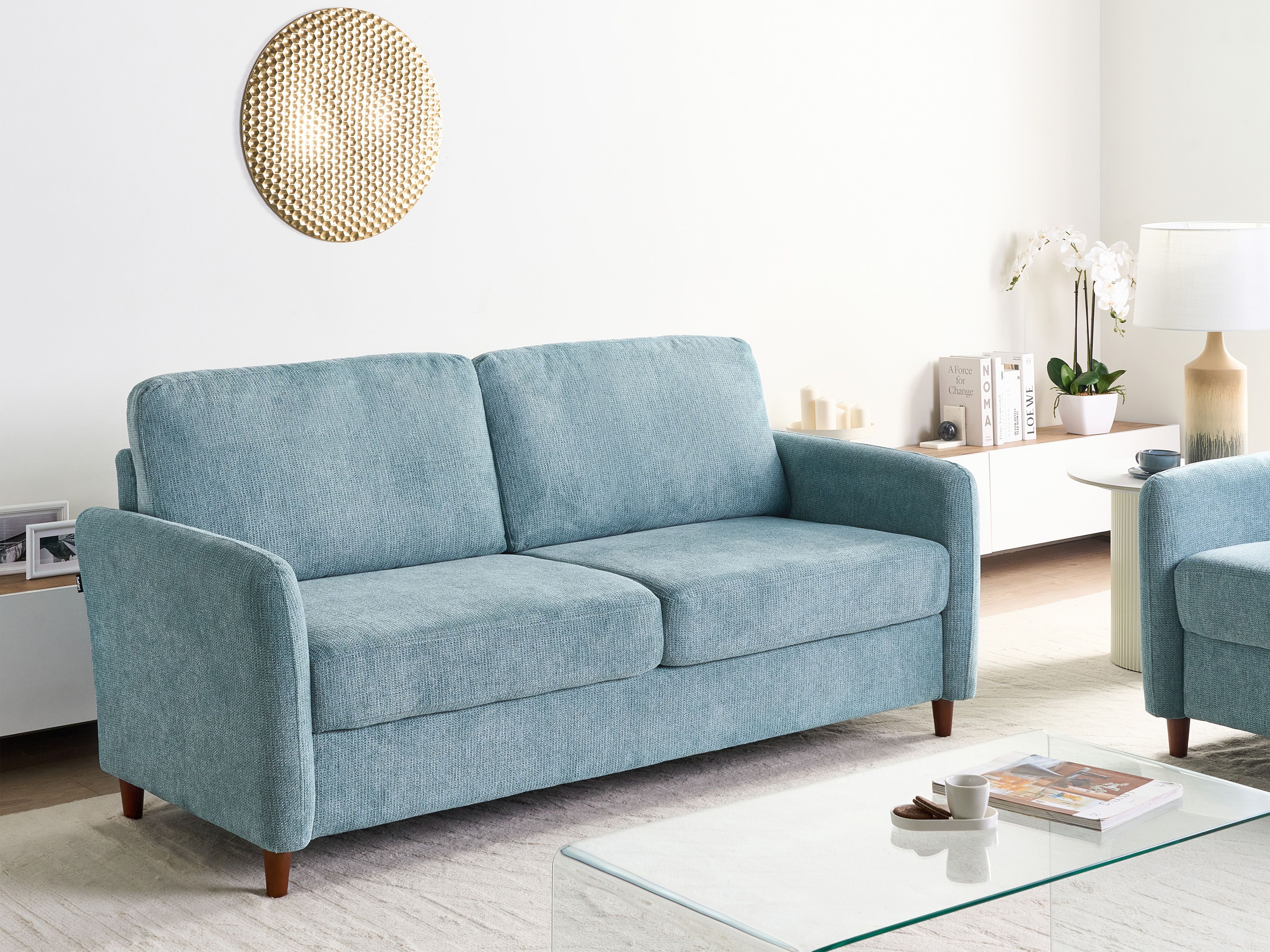 Sofa 3 Seater MARE Fabric Blue with Storage