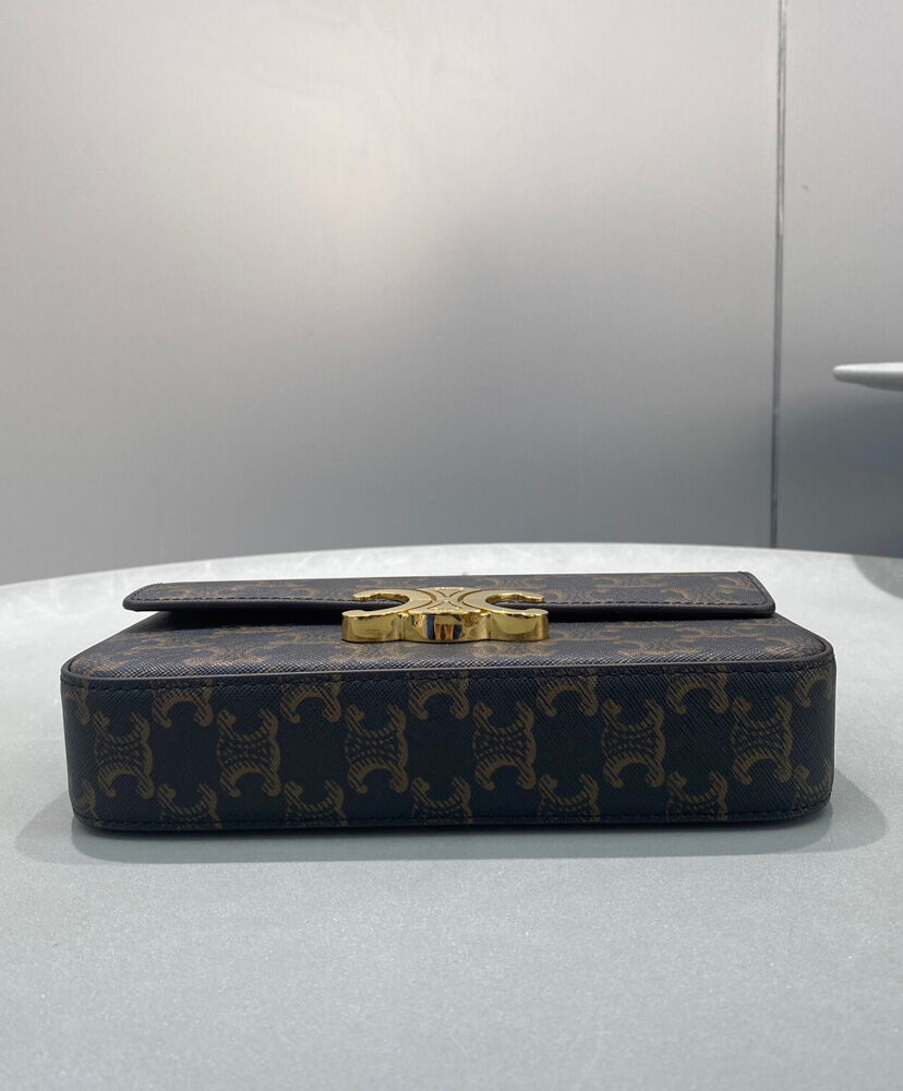 Celine Chain Shoulder Bag Triomphe In Triomphe Canvas Coffee1:1High-quality replica