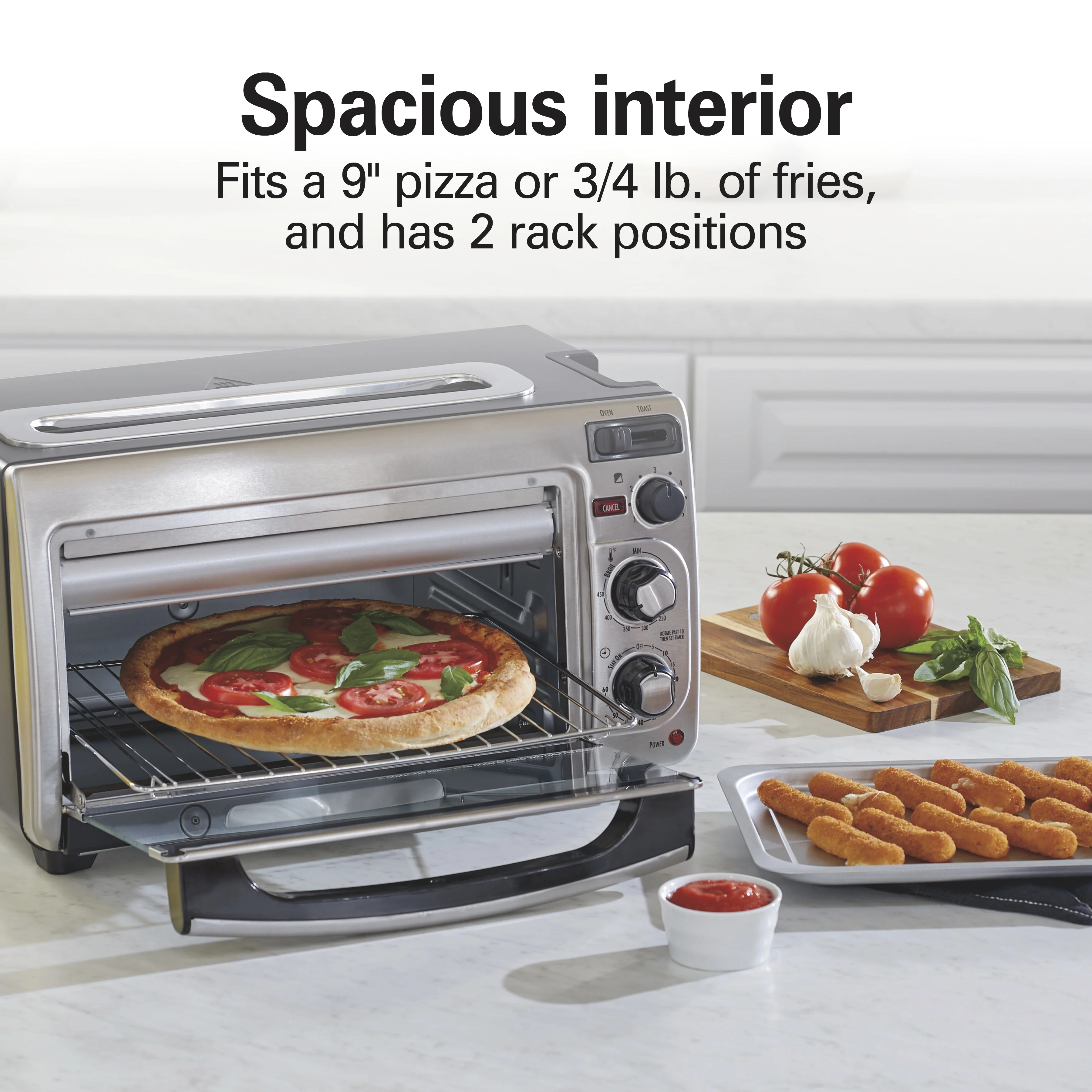 Hamilton Beach 2-in-1 Countertop Toaster Oven & Long Slot 2 Slice Toaster Combo, Stainless Steel - Image 3