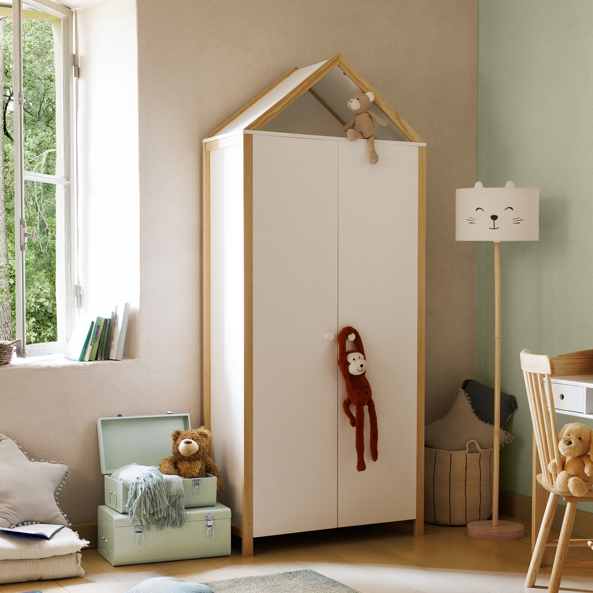 "Kima" kids' wardrobe Wood, White, 205x86cm