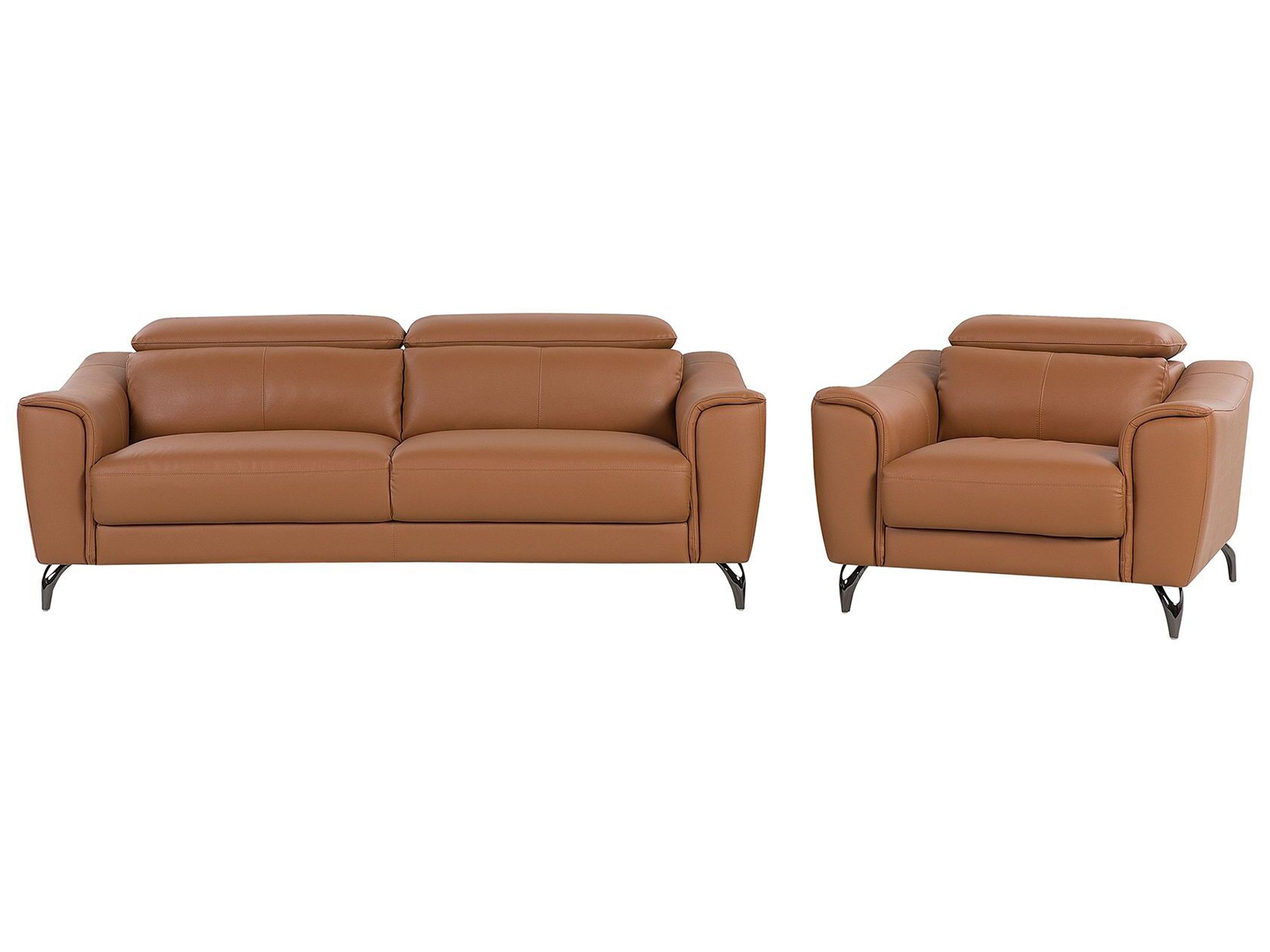 Living Room Set 4 Seater NARWIK Leather Brown