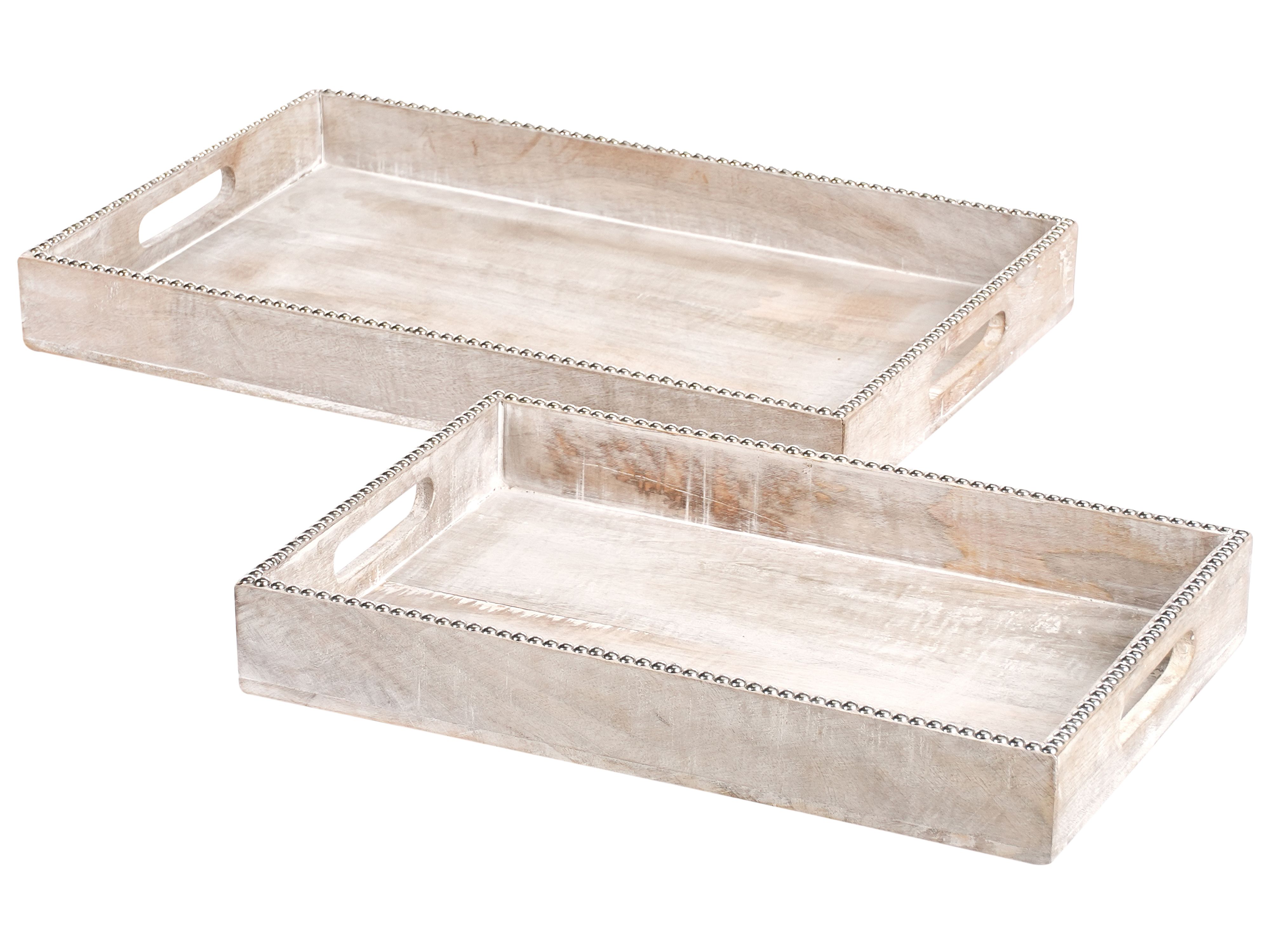 Set of 2 Serving Trays QUENA Mango Wood Light Brown