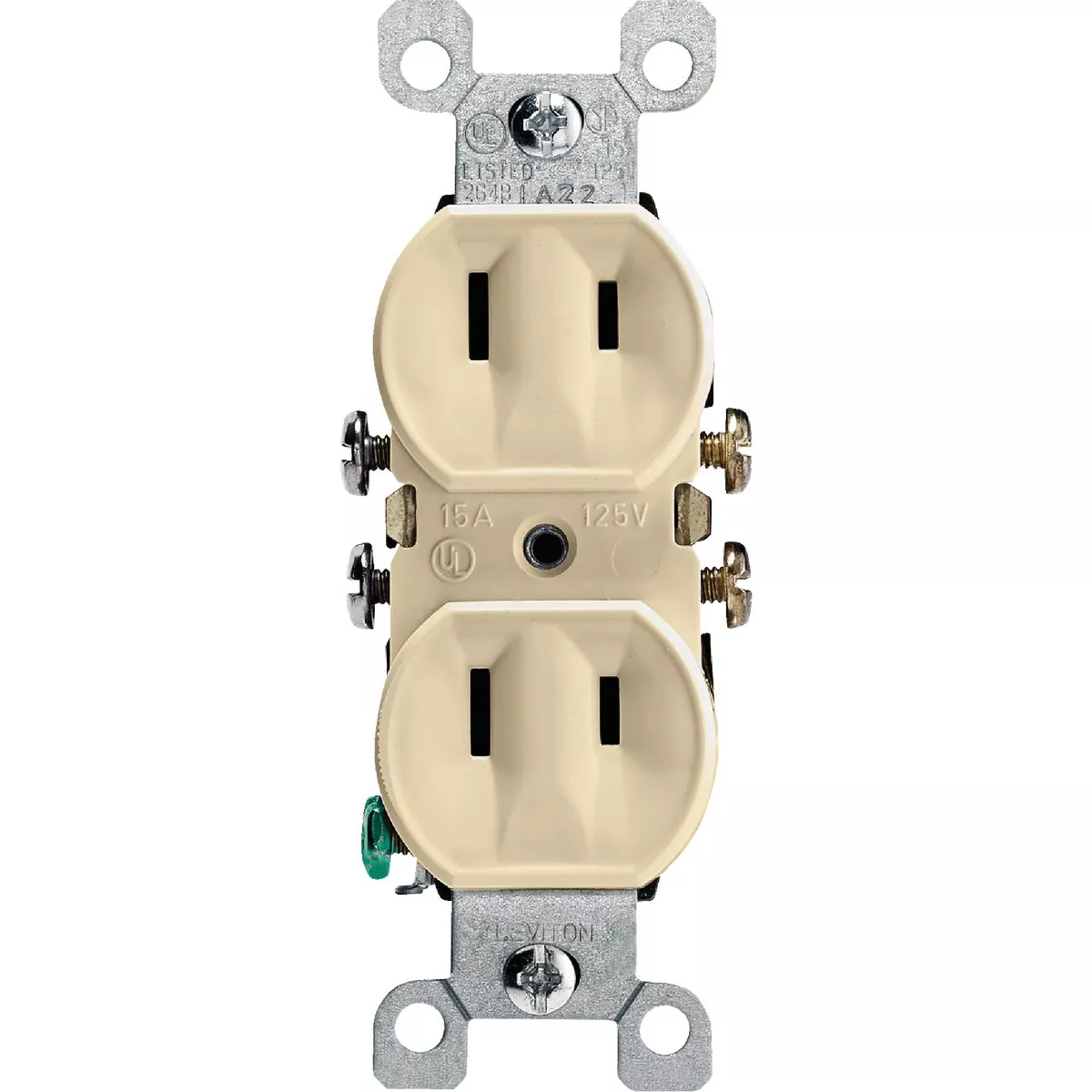 Leviton 15A Ivory Residential Grade 1-15R Duplex Outlet