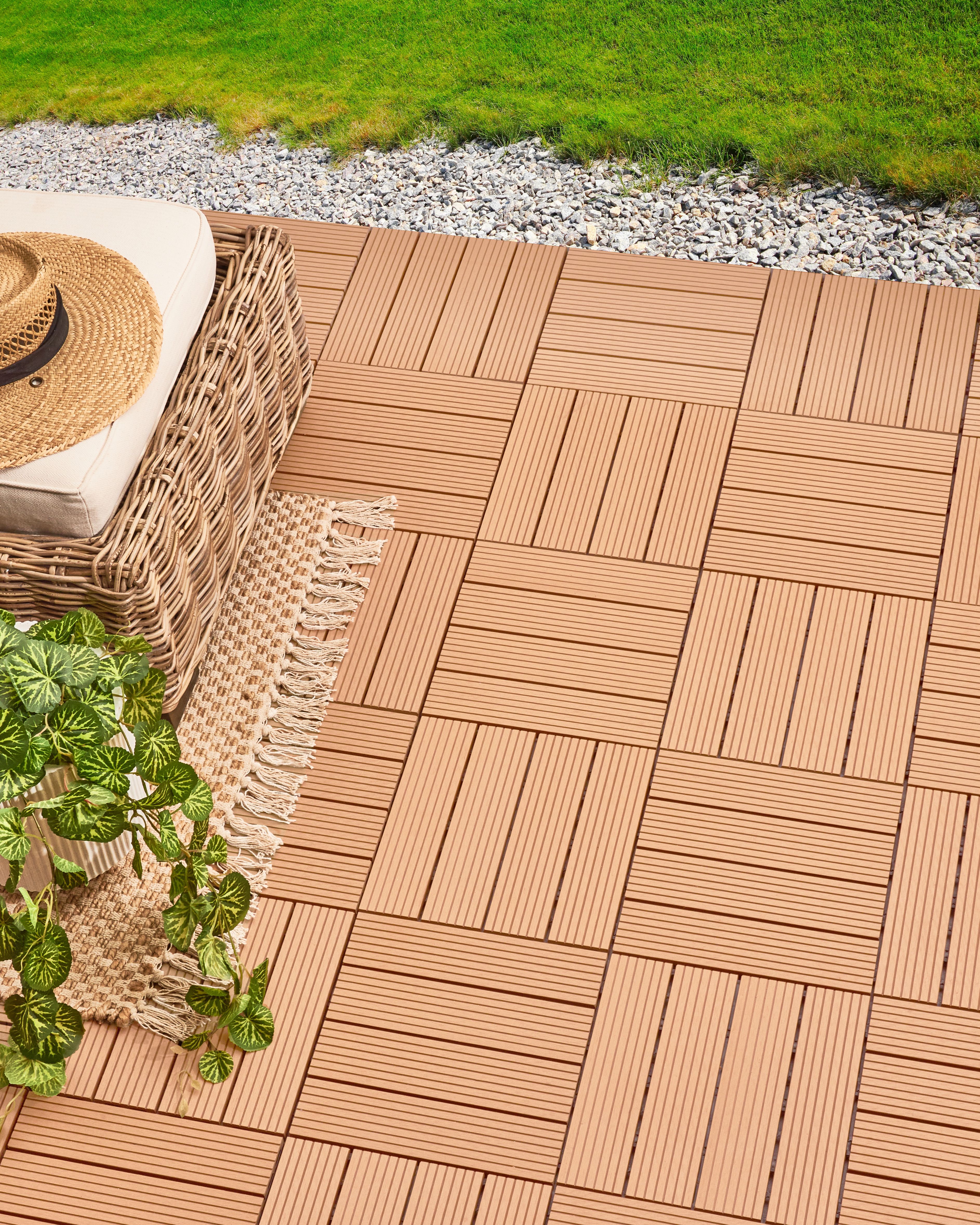Outdoor Flooring ATELETA Wood-Plastic Composite (WPC) Light Brown