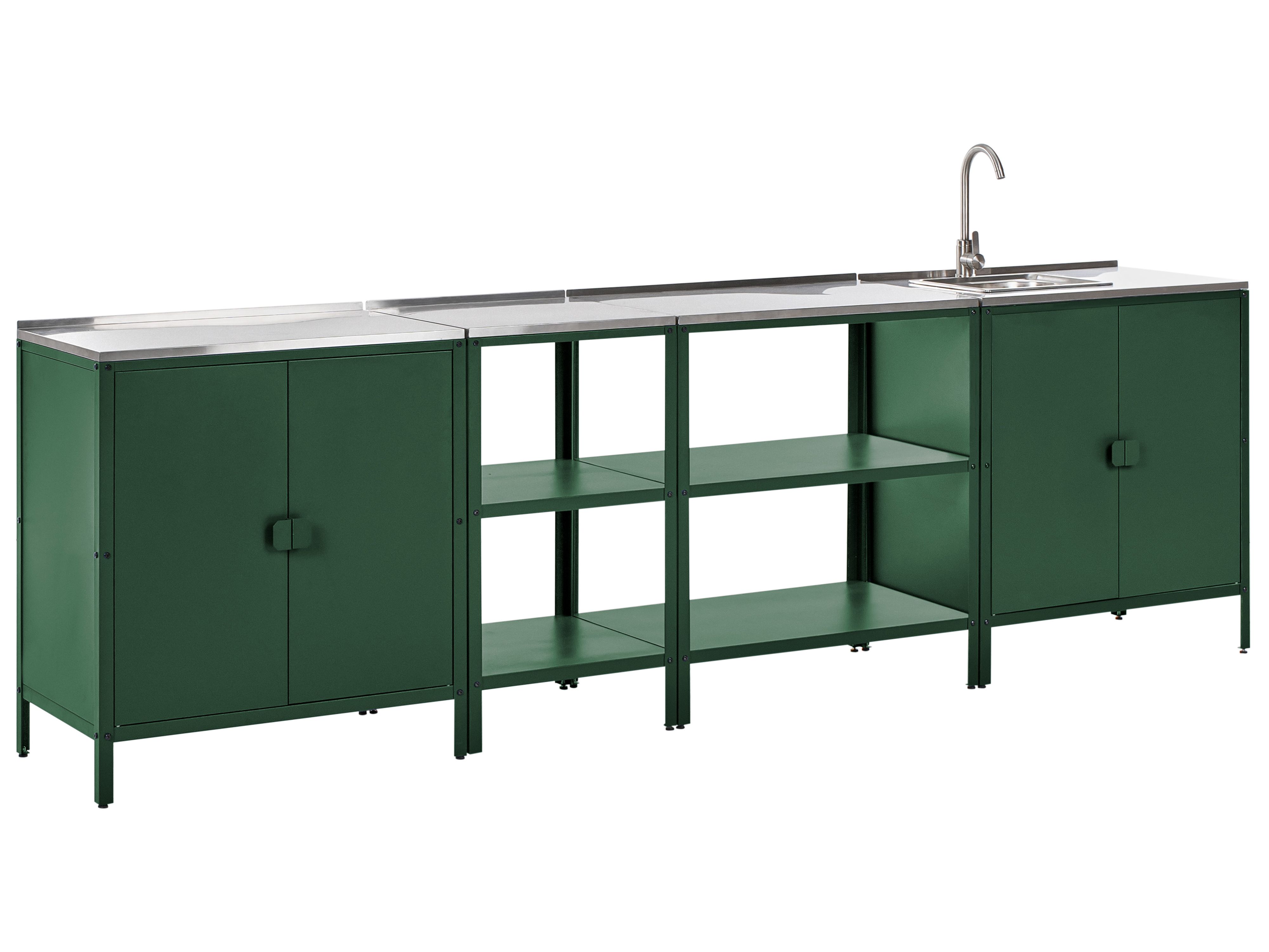 4 Piece Outdoor Kitchen Set with Sink VILAMA Metal Green