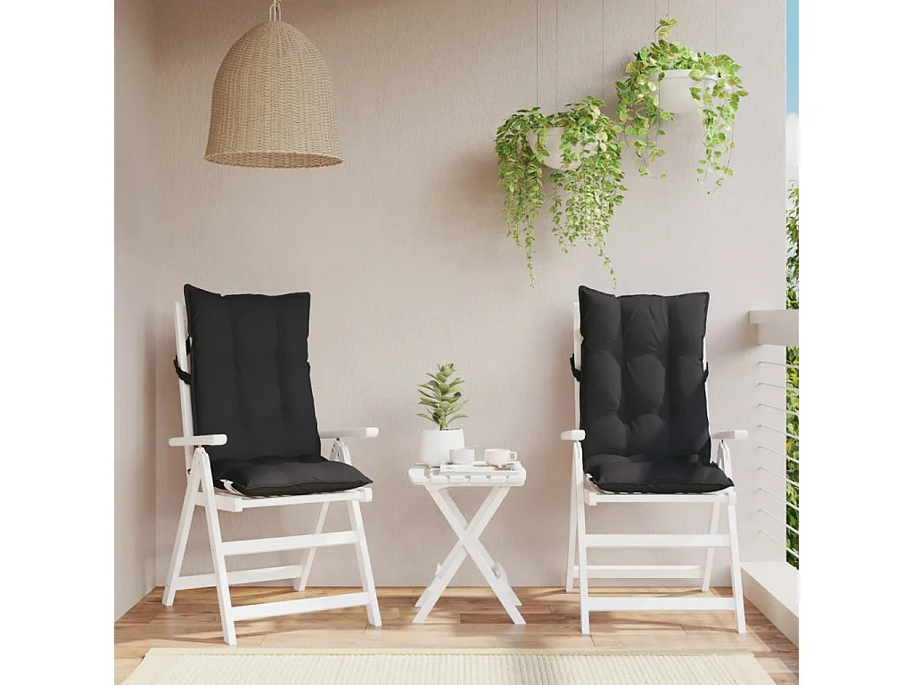 Coussins de chaise à dossier haut lot de 2 noir tissu oxford