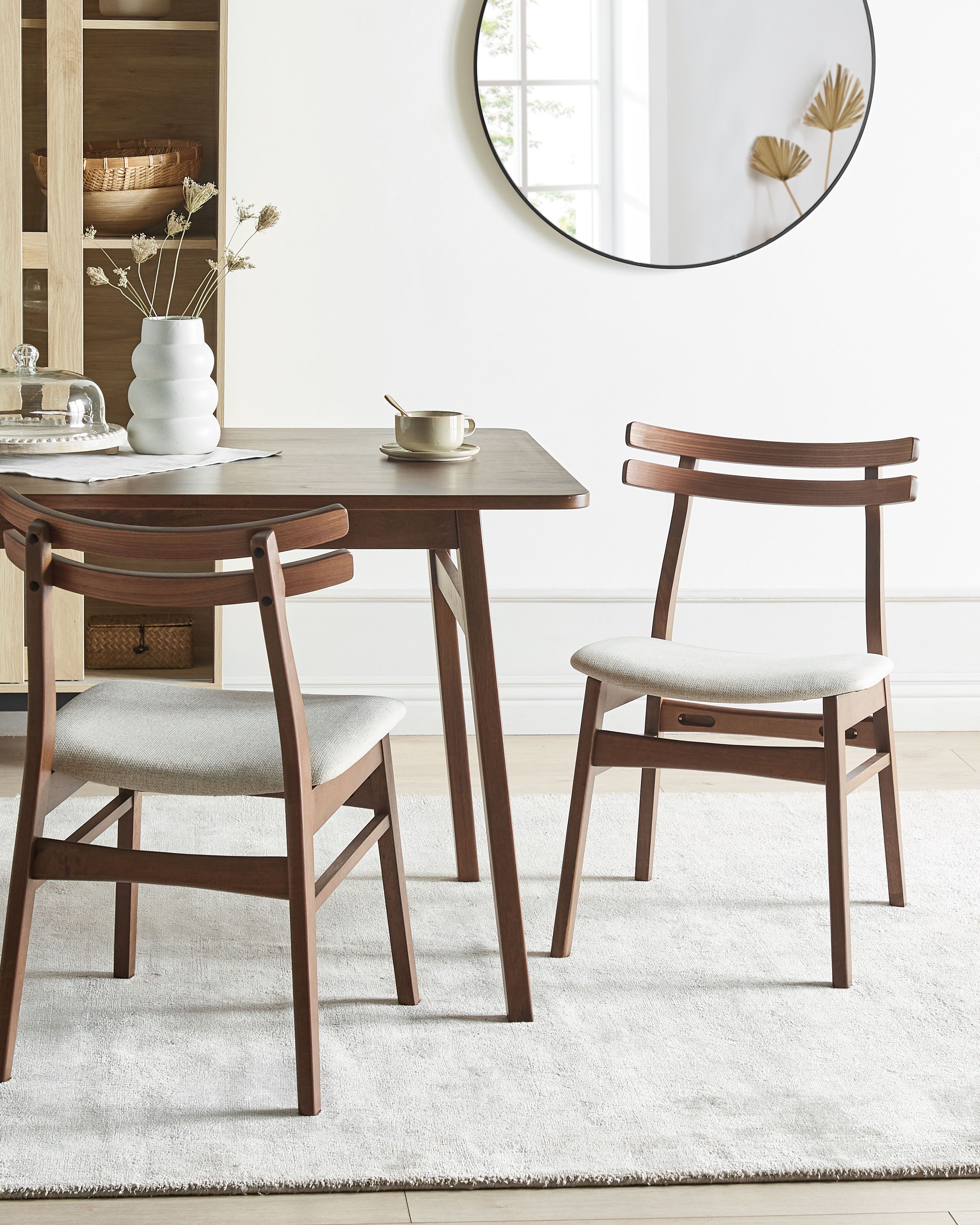 Set of 2 Dining Chairs CYNTHIANA Wood Brown/ Light Beige