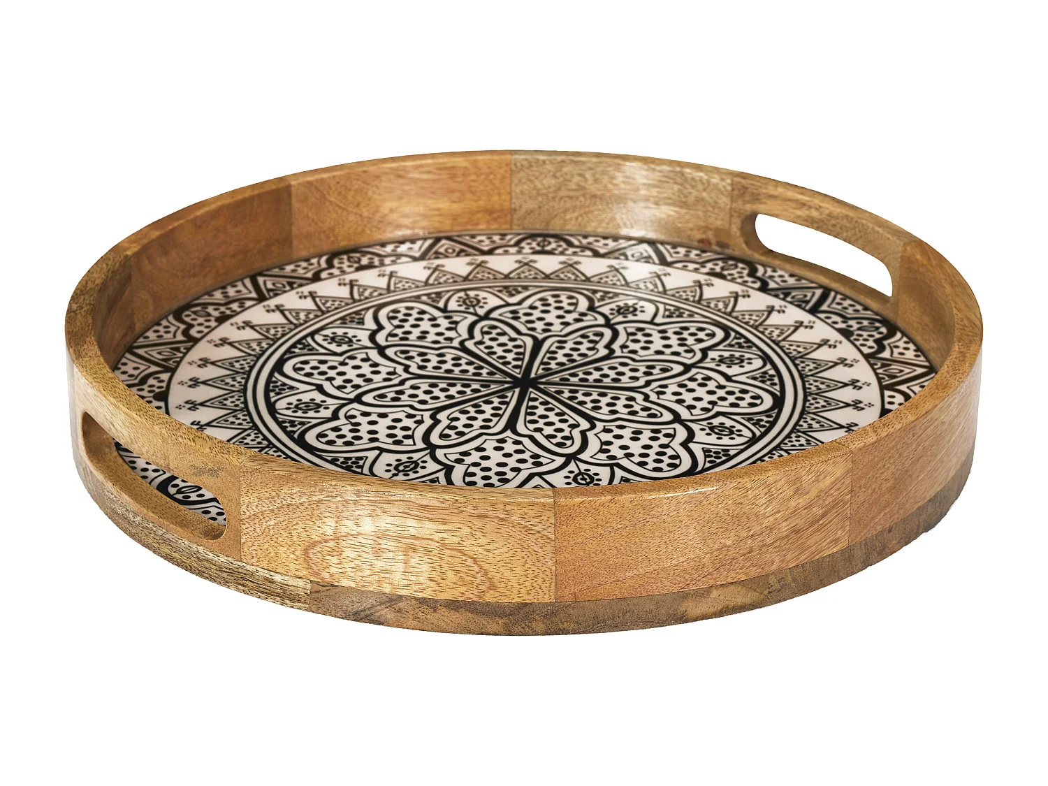 Plateau Rond - HOME DECO FACTORY - Dune - Manguier - Noir