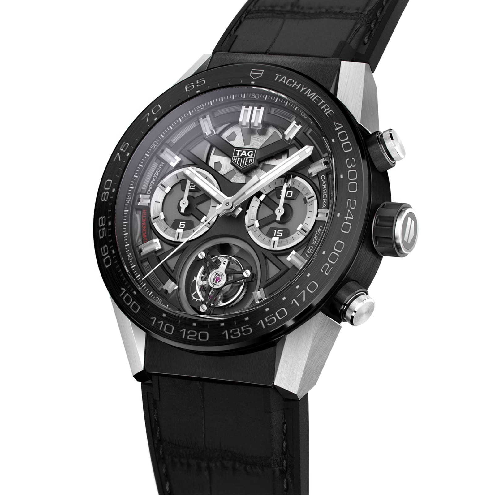TAG Heuer Replica Watch Carrera Chronograph Tourbillon Automatic 45 mm Titanium & Ceramic(1:1 replica) - Elite Watch Atelier