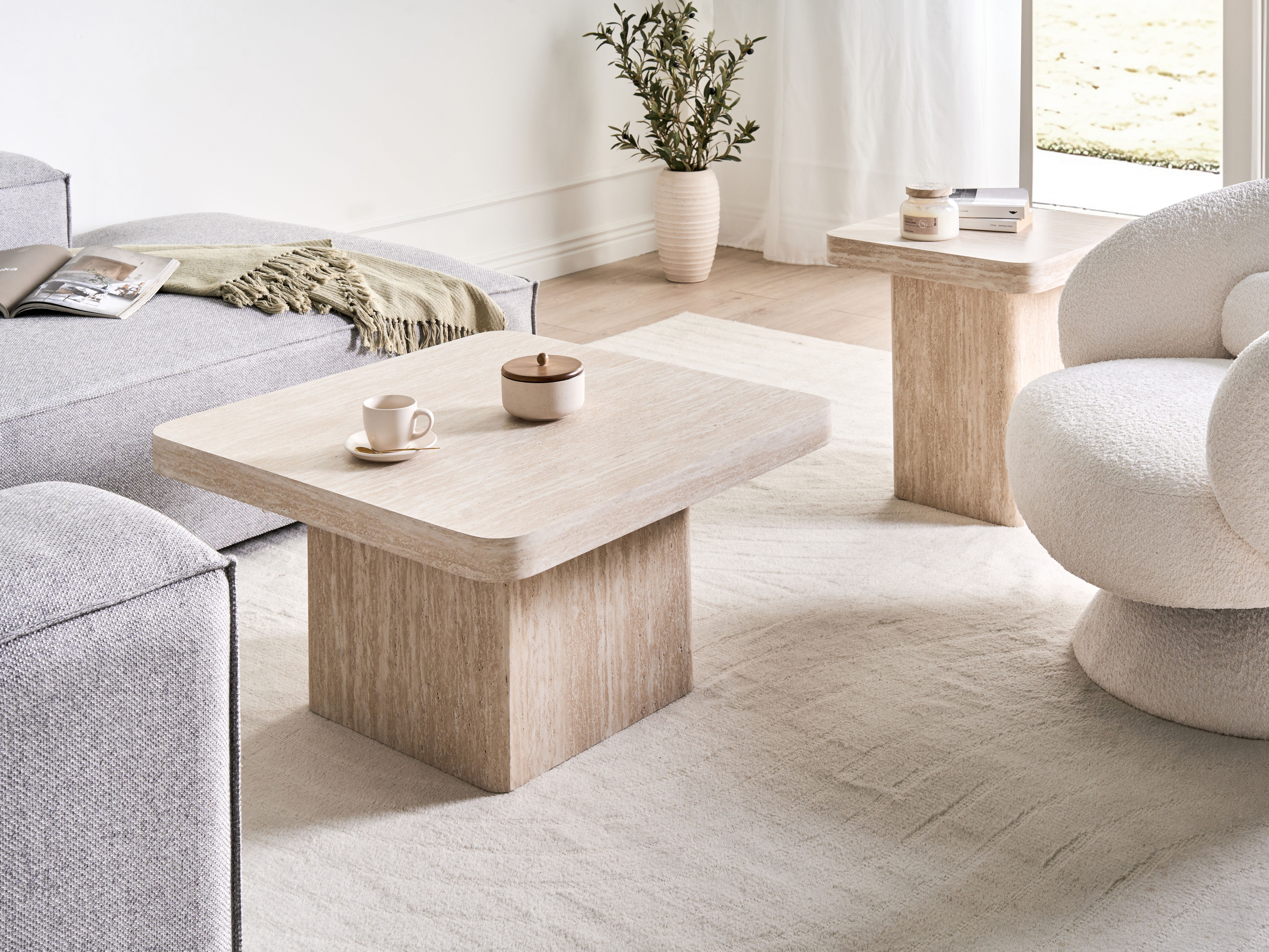 Coffee Table DUSON Travertine Effect