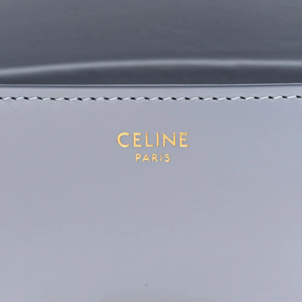 Celine Arctic Blue Shiny Calfskin Leather Medium Triomphe Shoulder Bag Replicas