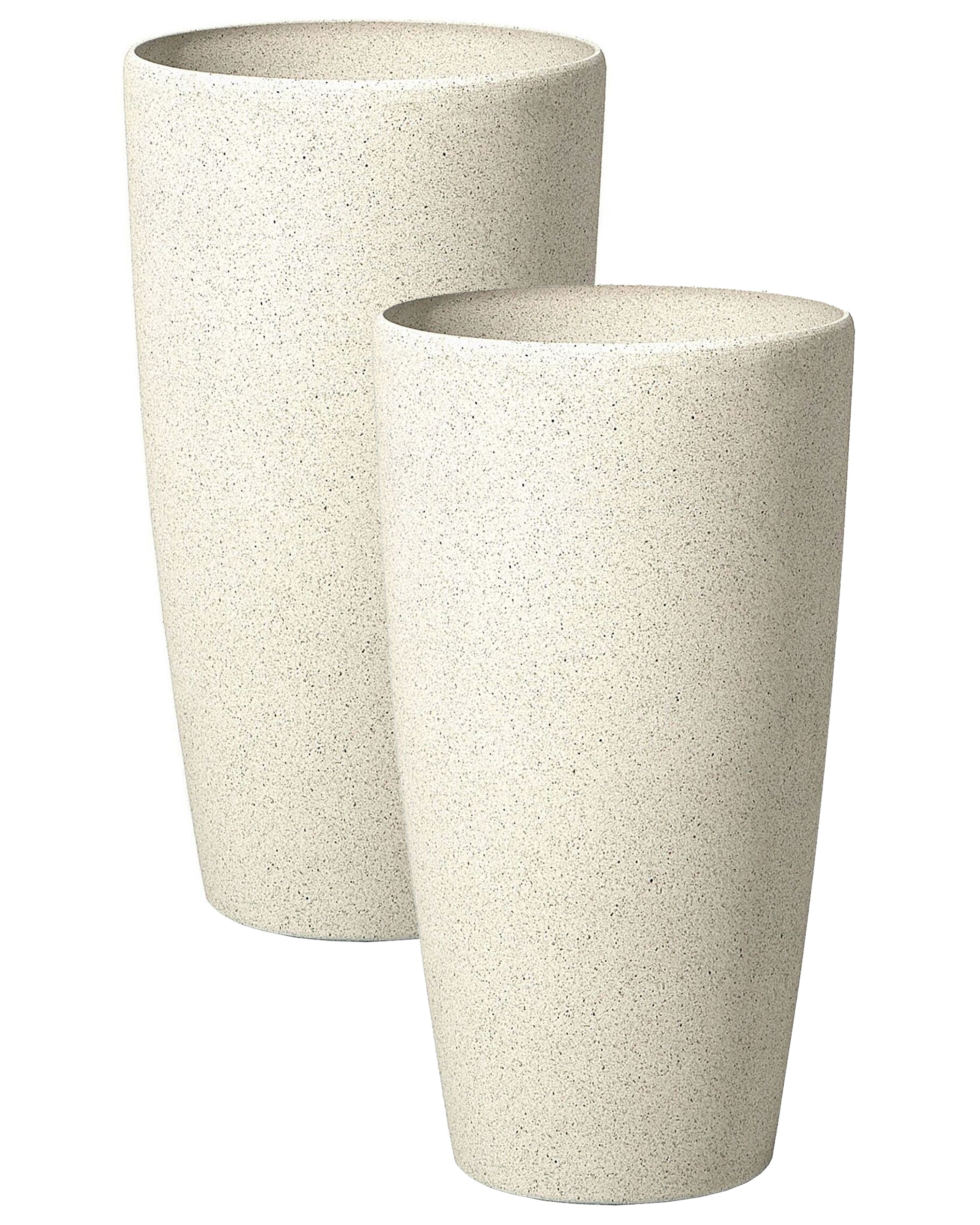Set of 2 Plant Pots ABDERA 31 cm Light Beige