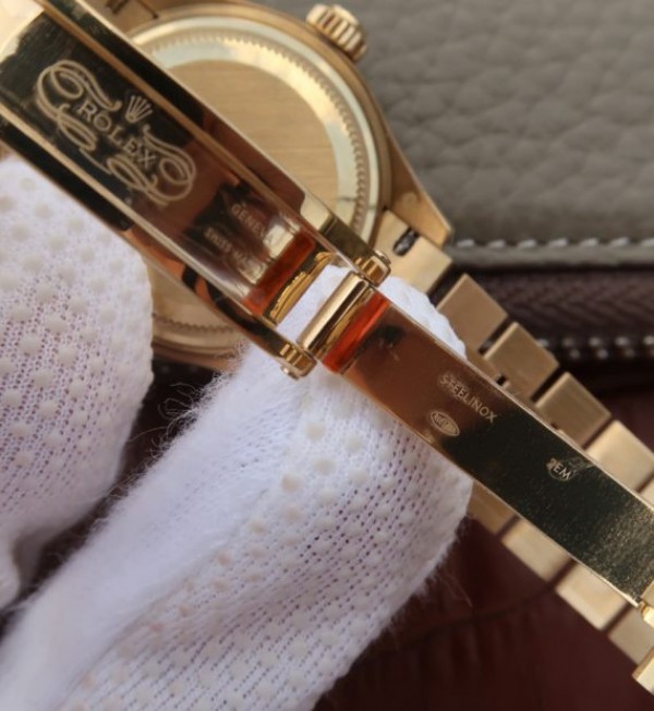 Replica Rolex DateJust 31mm Diamonds Bezel/Markers RG Gold Dial Bracelet A2235 - Elite Watch Atelier