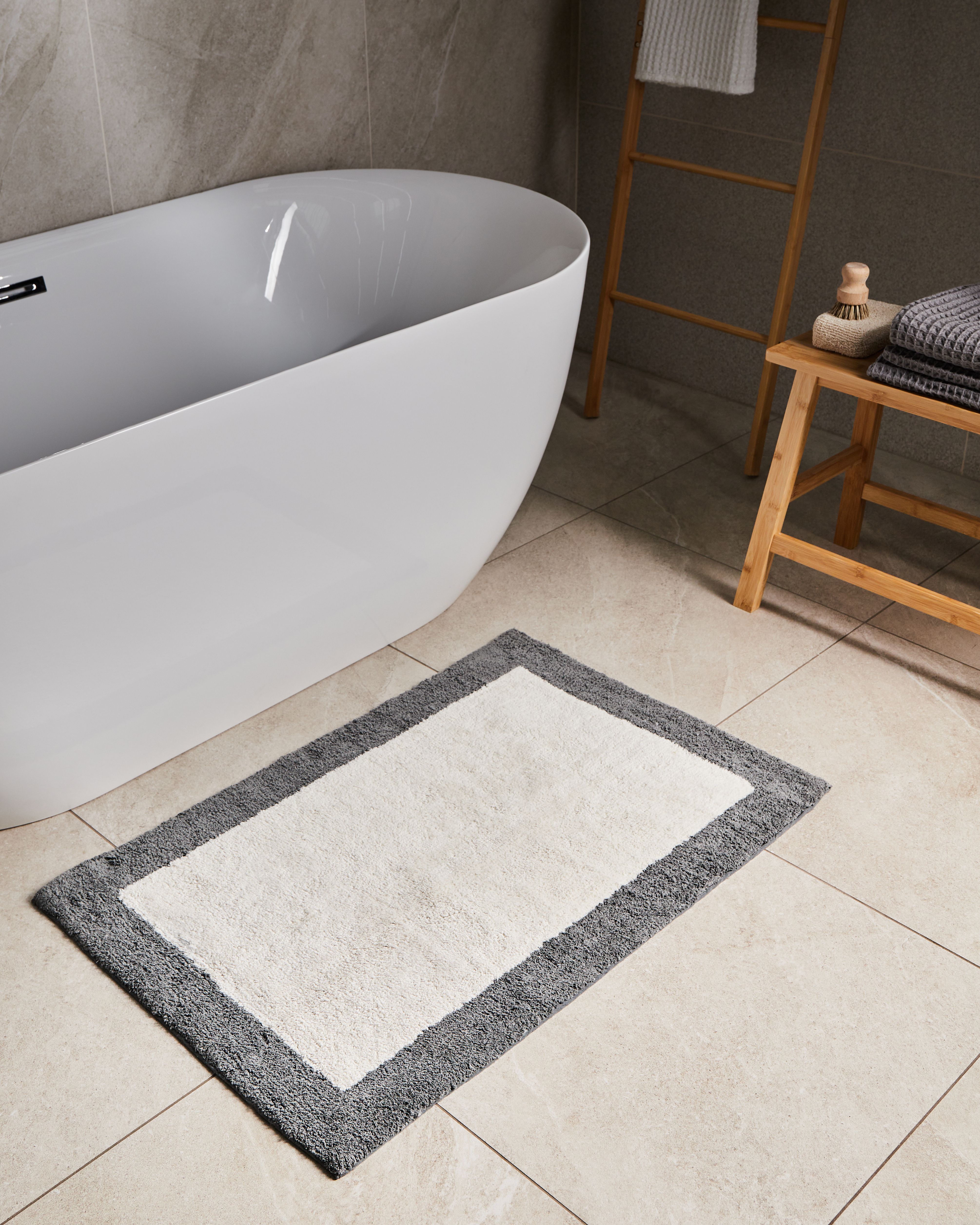 Bath Mat KABRI Grey/ Beige 60 x 90 cm Cotton