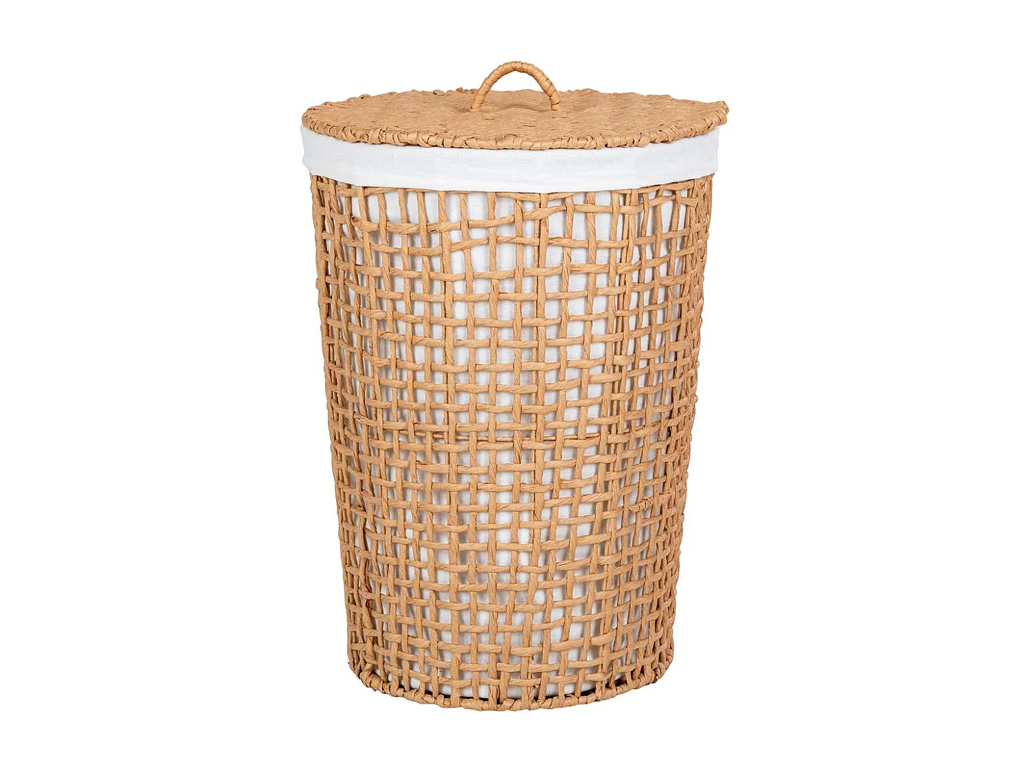 Panier à linge en osier et blanc ø 42 x 56 cm