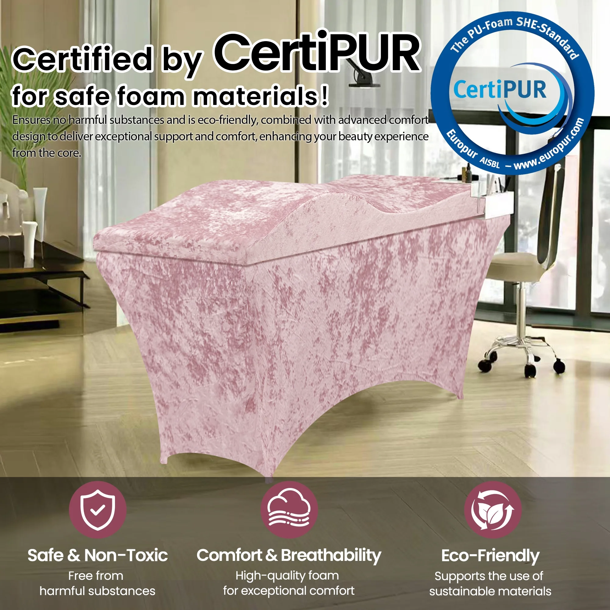 Lash Bed Foam Topper, Massage Table Memory Foam Topper, Ergonomic Curved Mattress Topper Lash Bed Cushion for Beauty Salon (71 Inches X 23.6 Inches(180cm X 60cm)) - Image 13