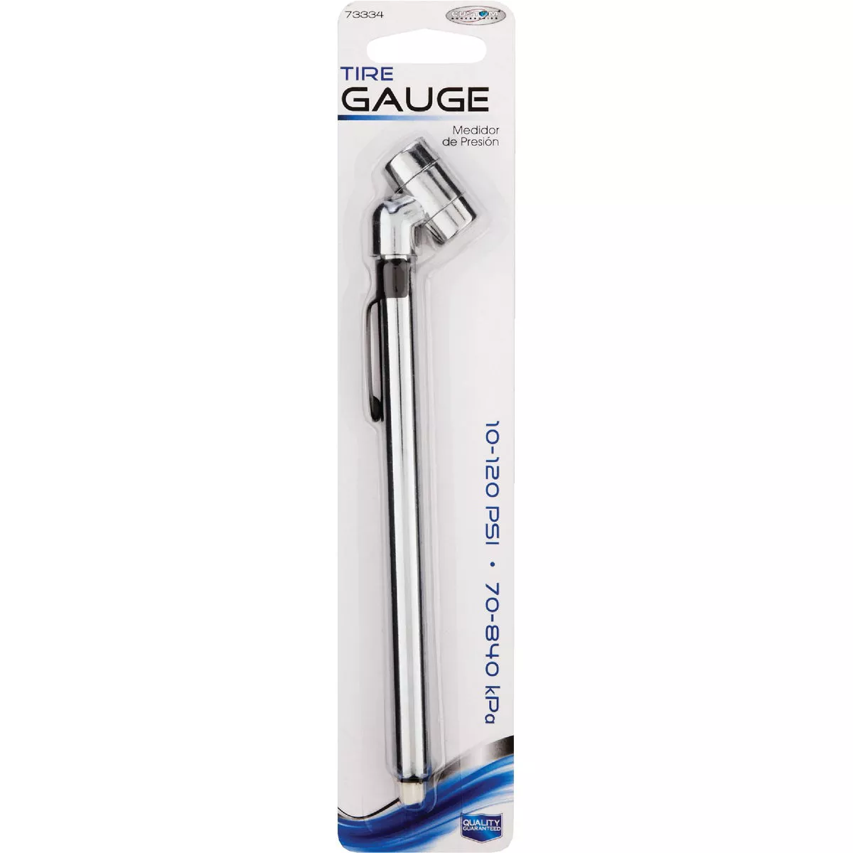 Custom Accessories 10-120 psi Chrome-Plated Offset Head Tire Gauge