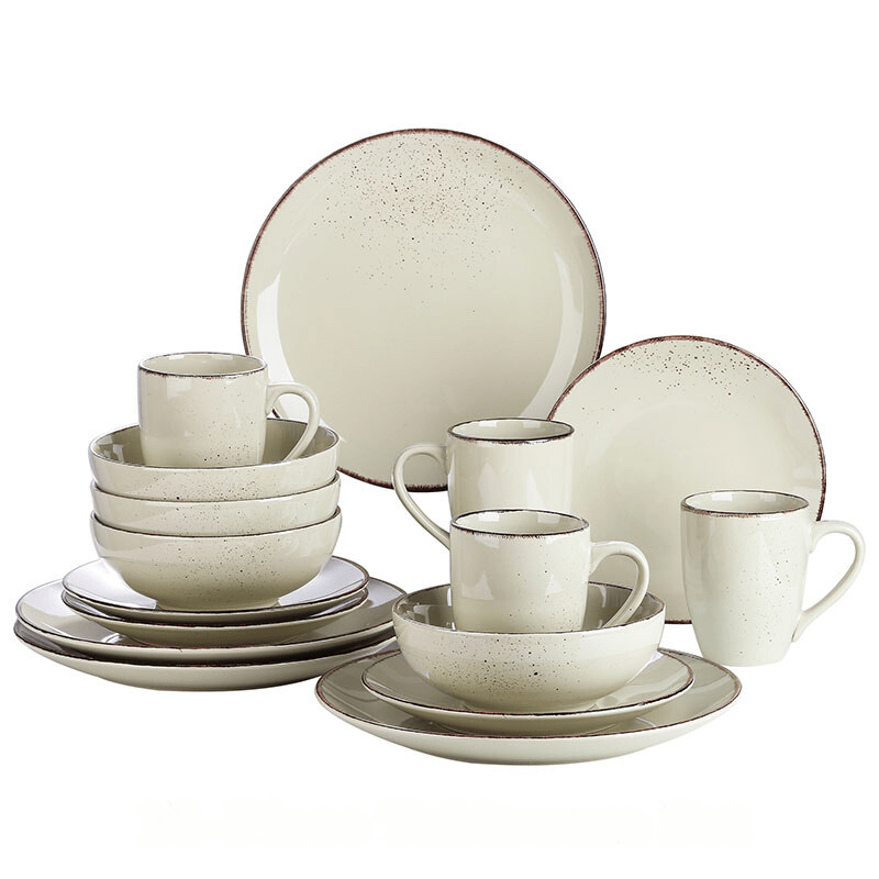 StoneCraft | Beige Keramische Tafelset met Borden en Mokken