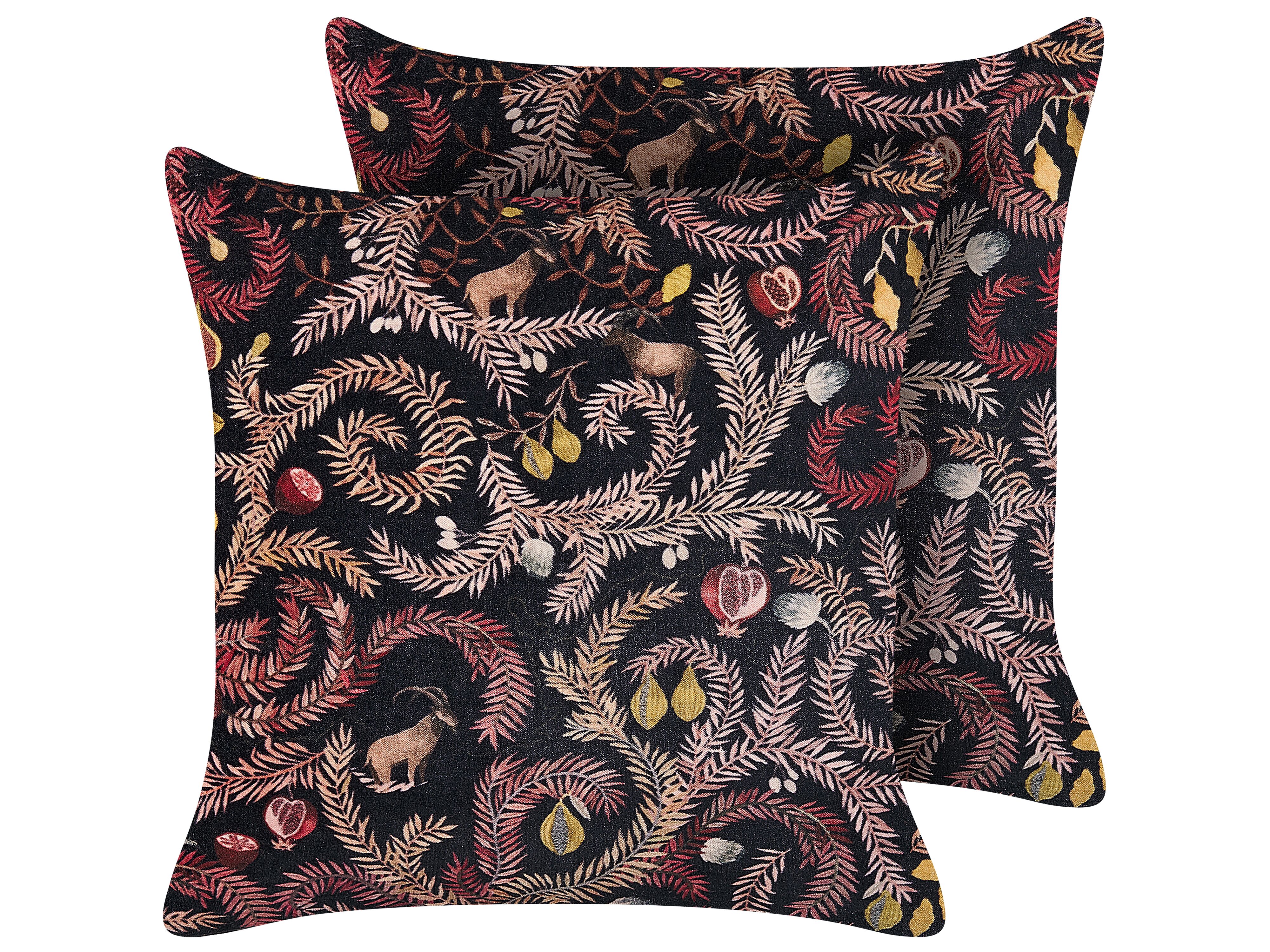 Set of 2 Decorative Cushions RICINUS Velvet 45 x 45 cm Black Oriental Pattern