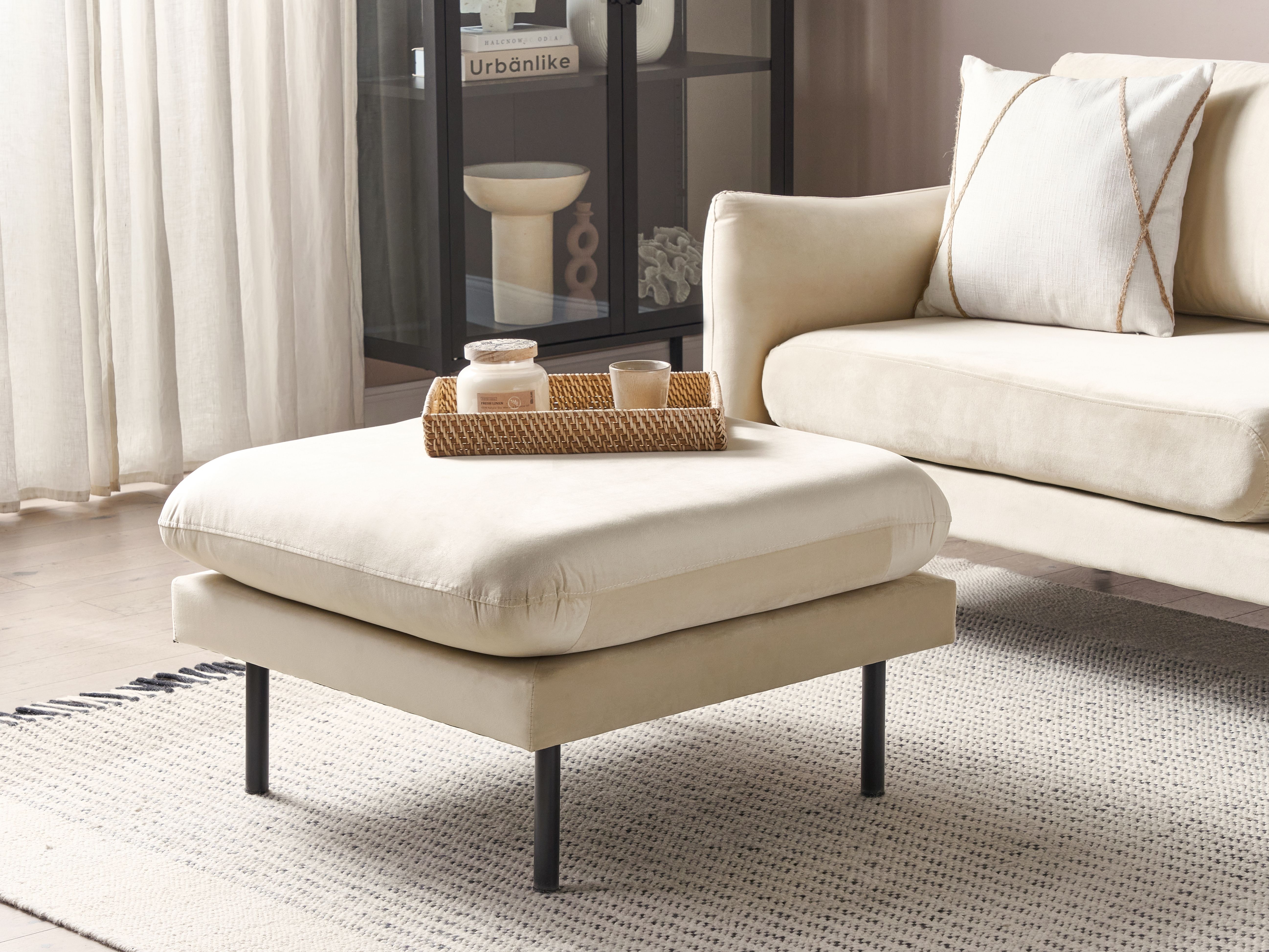 Ottoman VINTERBRO Velvet Light Beige