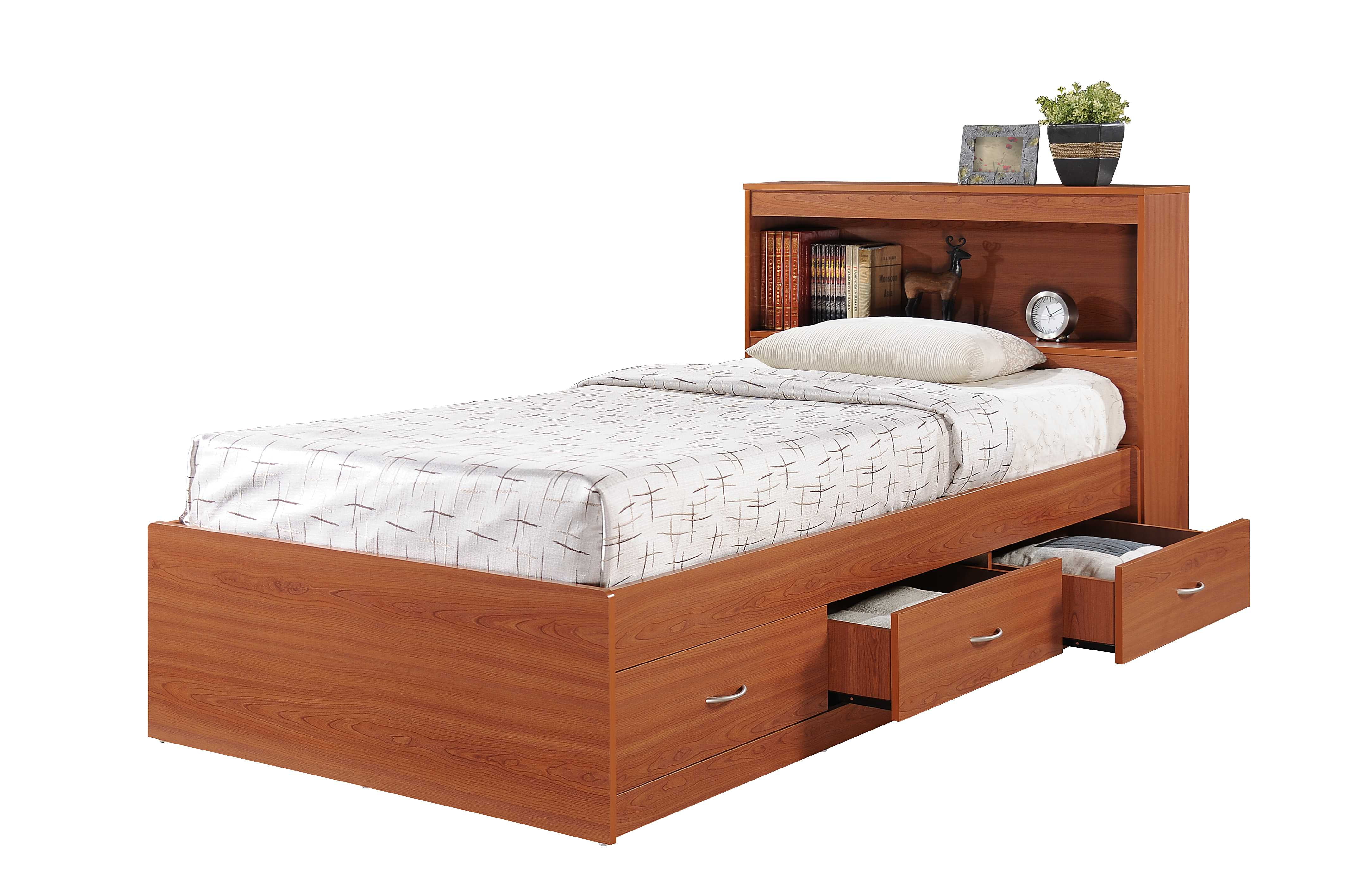 Hodedah Twin-Size Captain Bed with 3-Drawers and Headboard in White - Image 35
