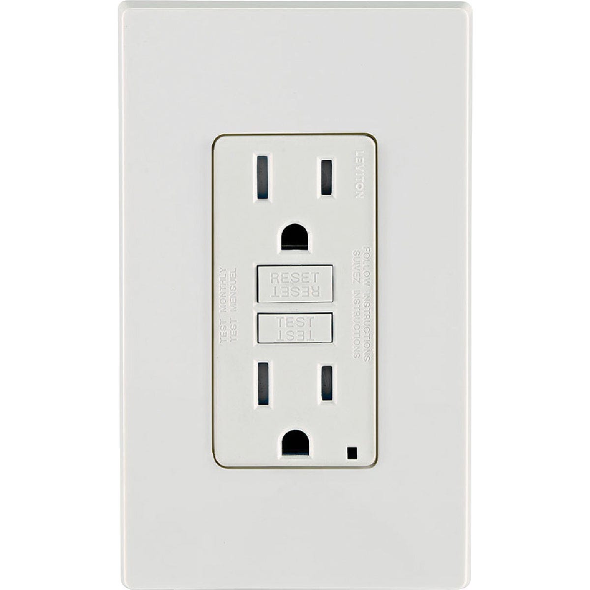 Leviton SmartlockPro Self-Test 15A White Residential Grade Tamper Resistant 5-15R Slim GFCI Duplex Outlet