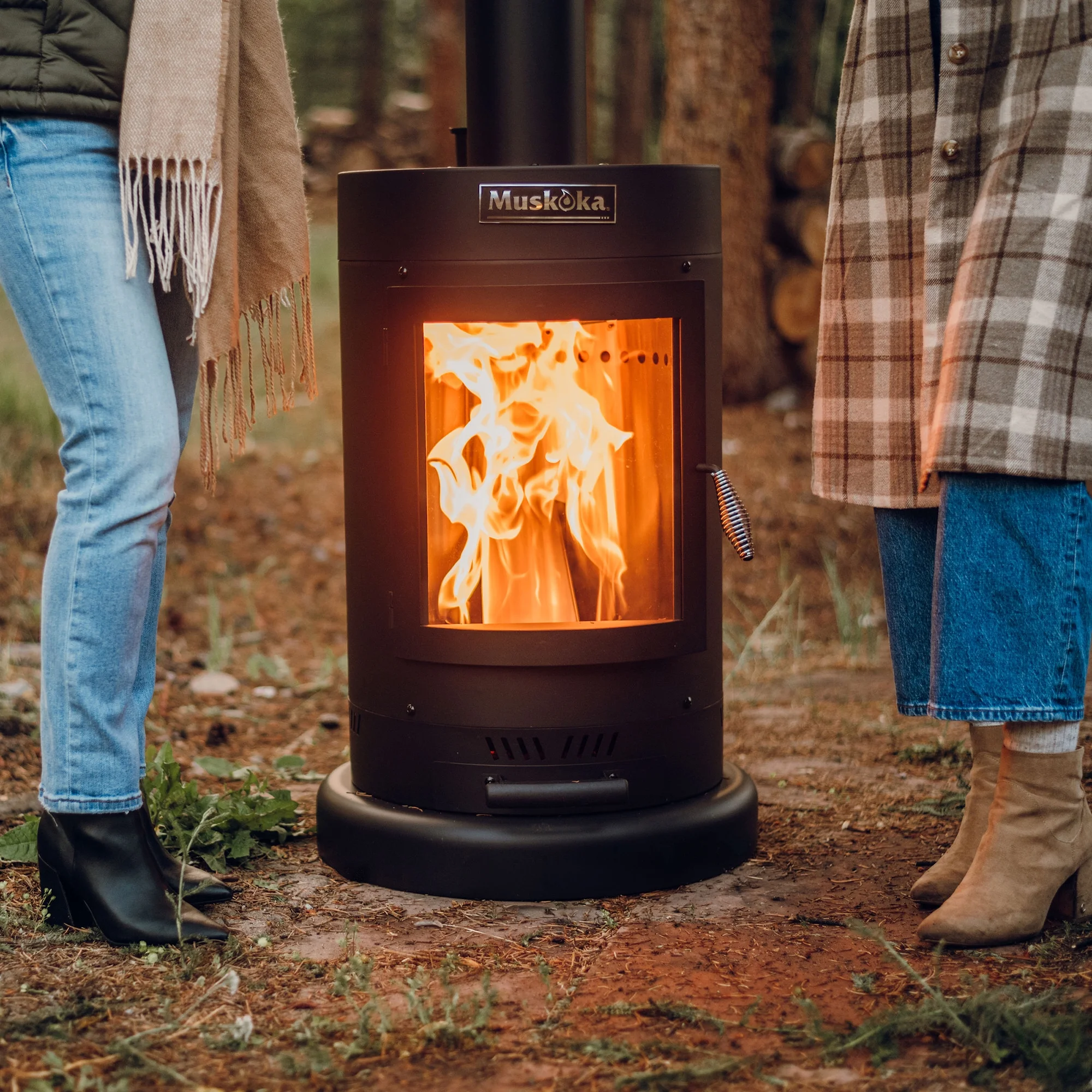 Muskoka 84" High 75,000 BTU Black Steel Wood Pellet Patio Heater - Image 8