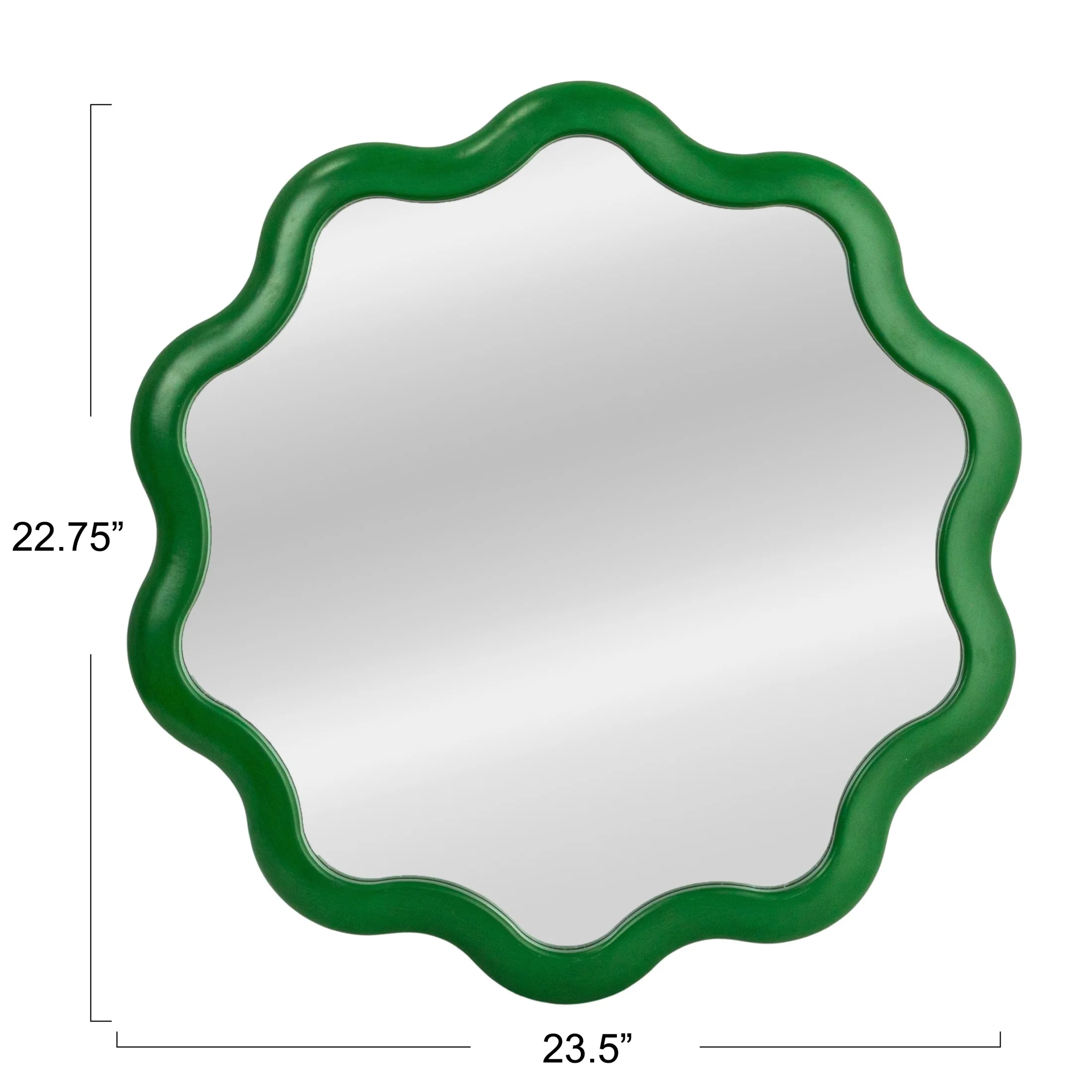 Creative Co-Op Scalloped Wood Wavy Wall Mirror, Green