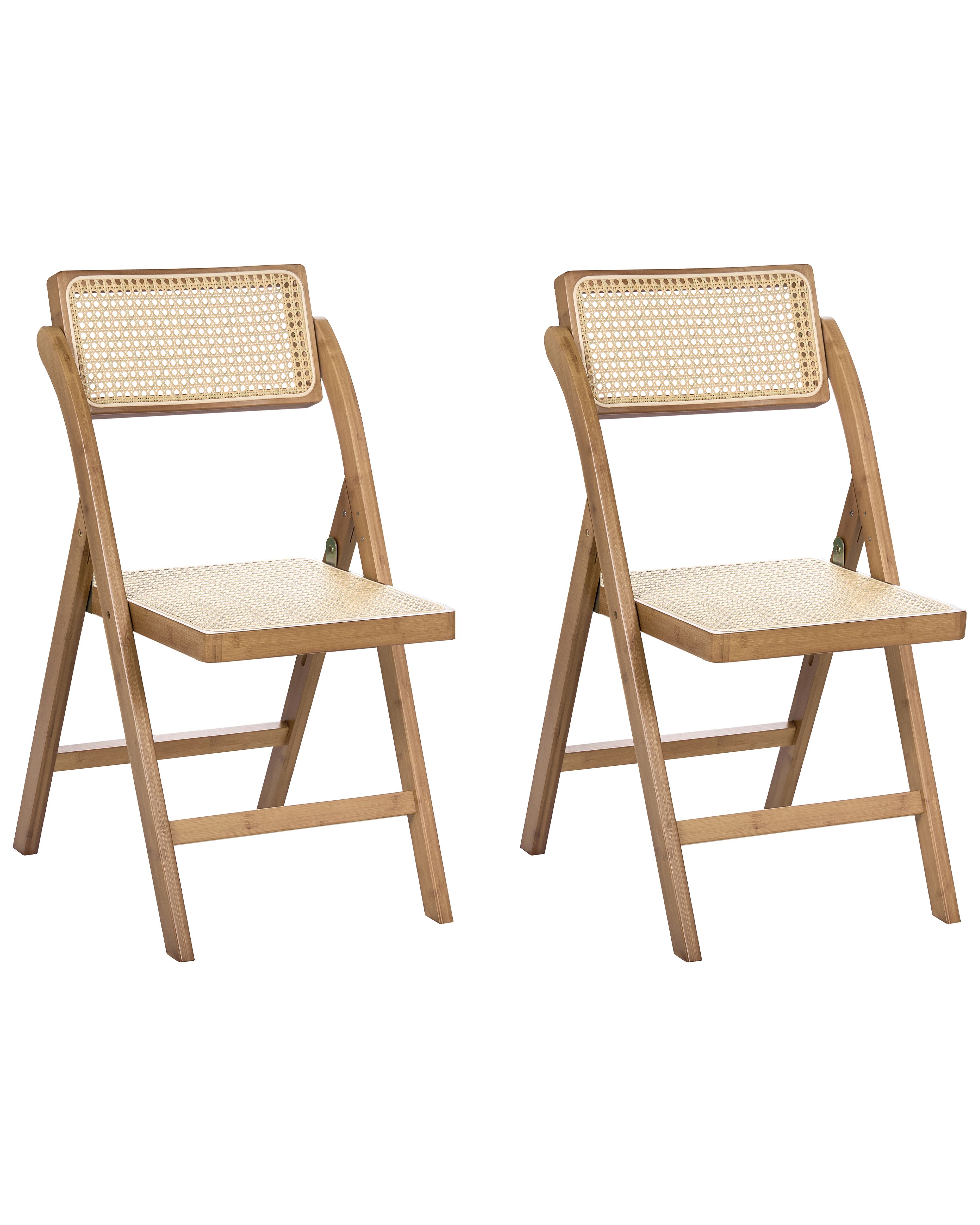 Set of 2 Dining Chairs Folding MODANE Bamboo Brown