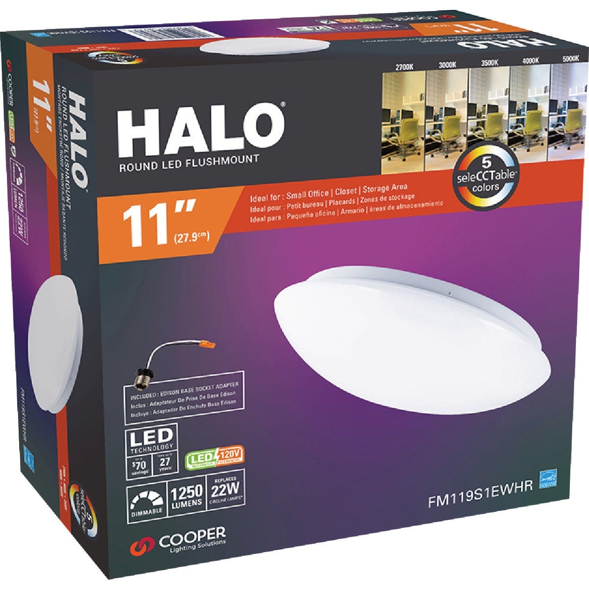 Halo 11 In. CCT LED Low Profile Round Flush Mount Ceiling Light Fixture
