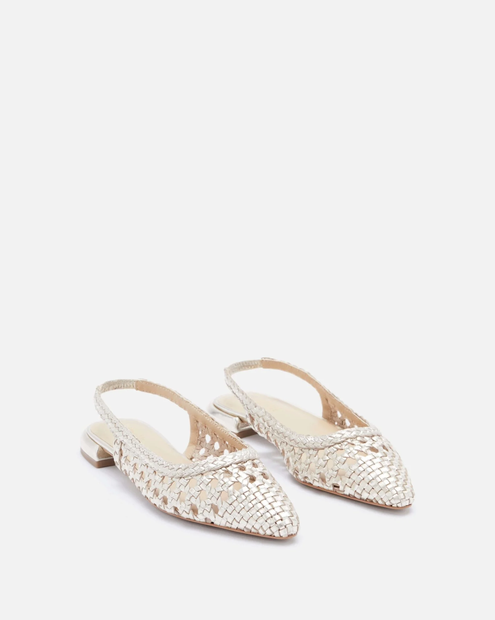 SLINGBACKS MYASSA/MET PLATINE - Ballerines slingback dorée platine