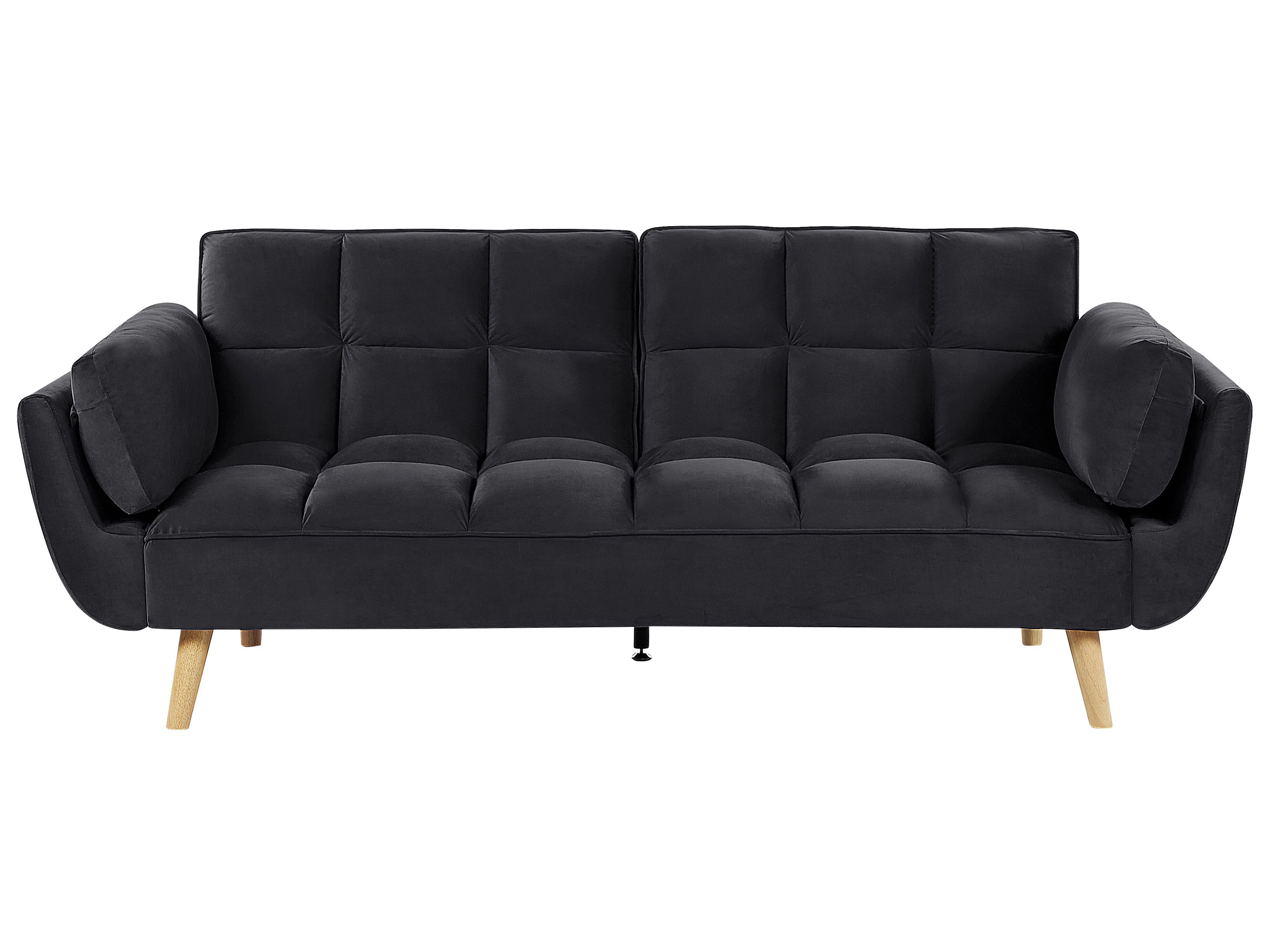 Sofa Bed 3 Seater ASBY Velvet Black