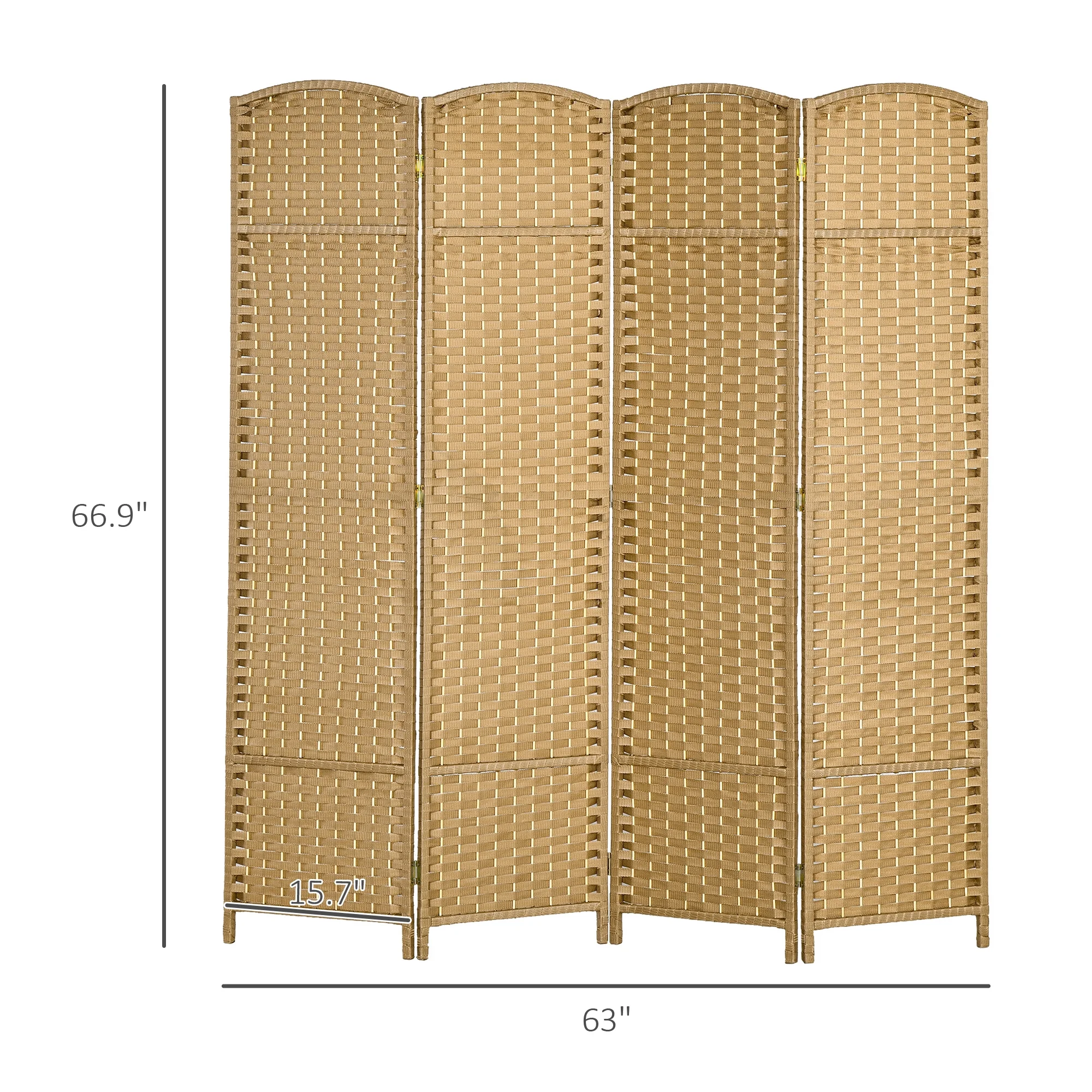 HOMCOM 4 Panel Room Divider Freestanding Folding Privacy Screen Nature Wood - Image 4