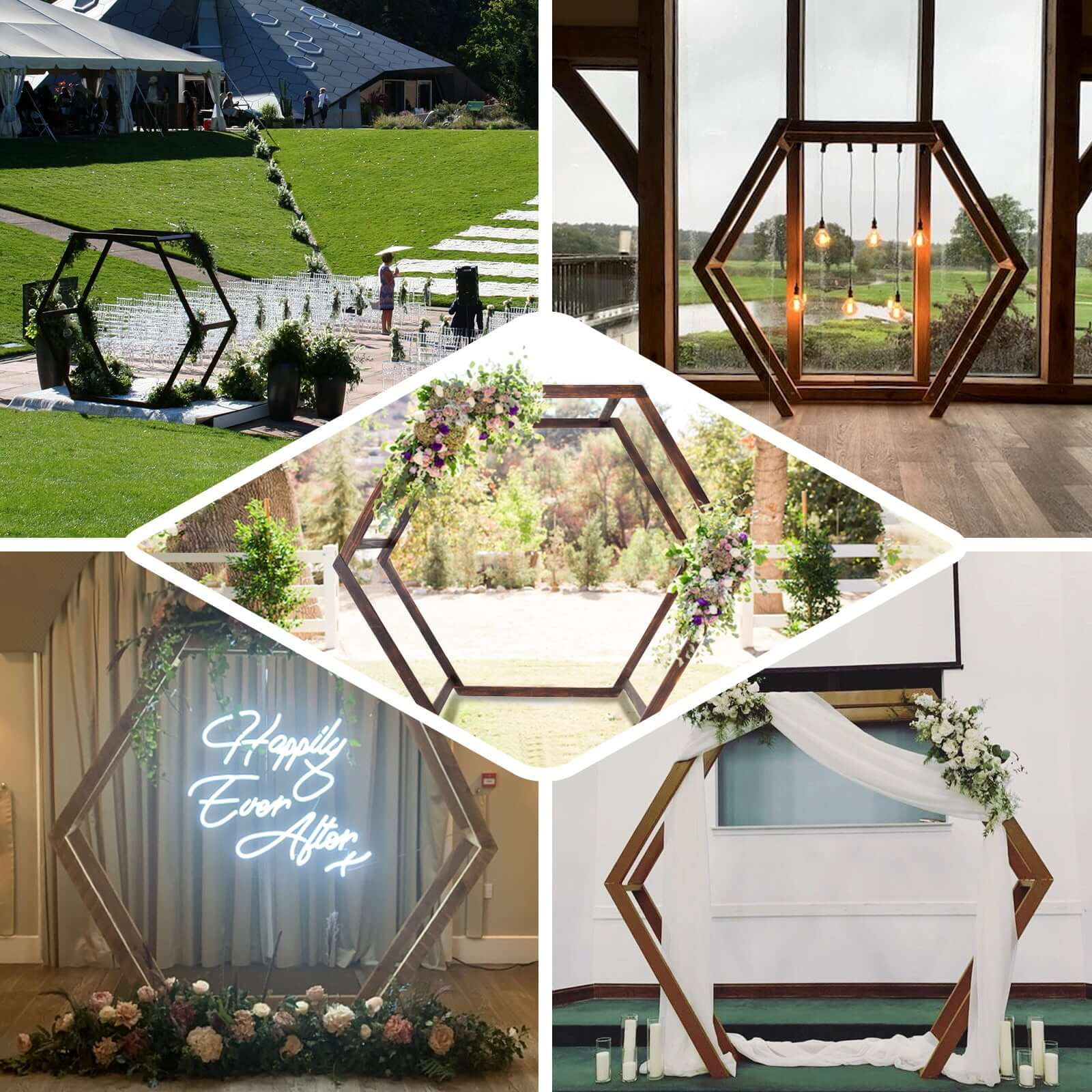 Efavormart 7FT Rustic Square Wedding Arch Wooden Backdrop Stand, Wedding Ceremony Arch - Brown - Image 20