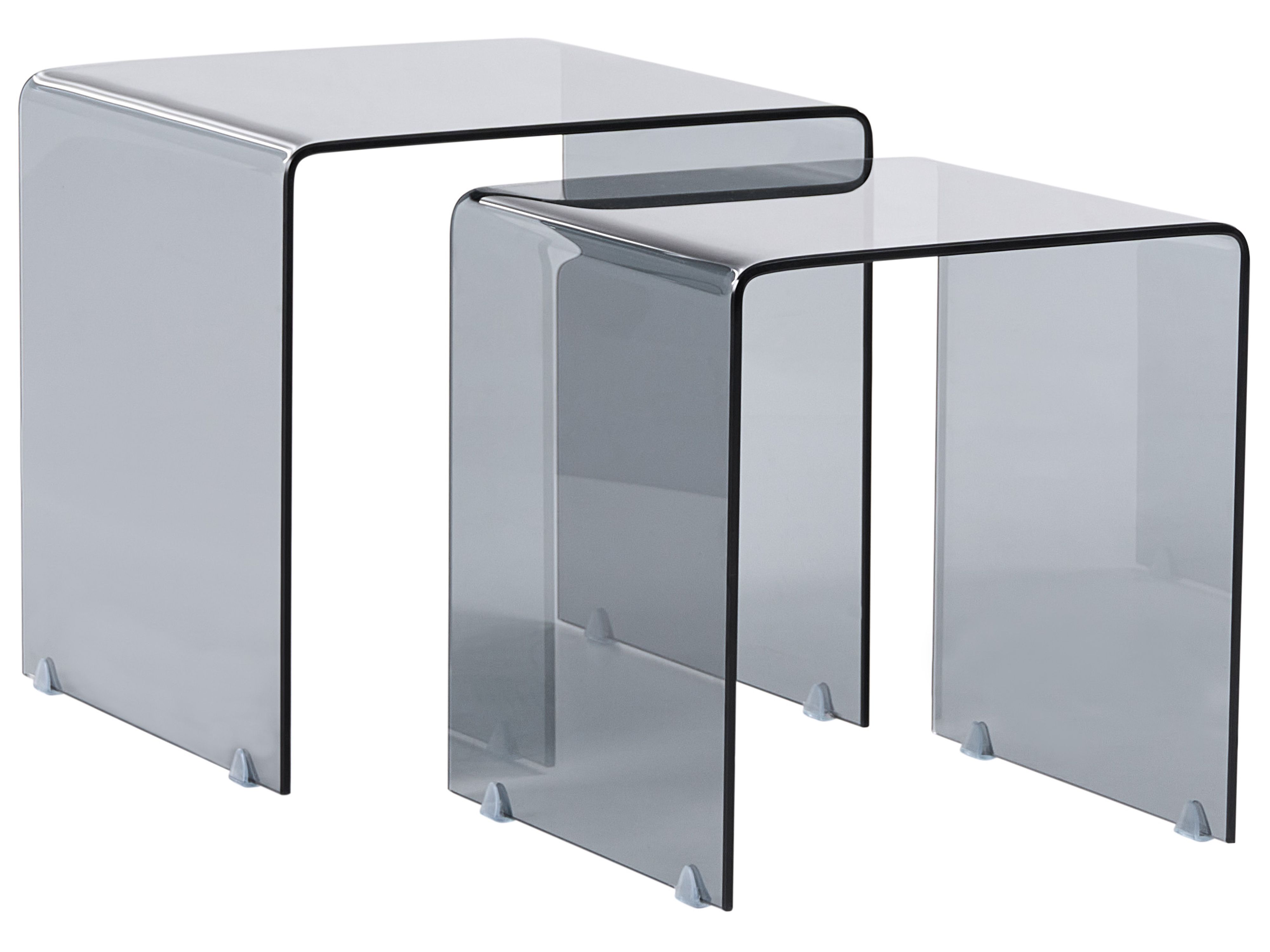 Set of 2 Side Tables KENDALL Tempered Glass Black