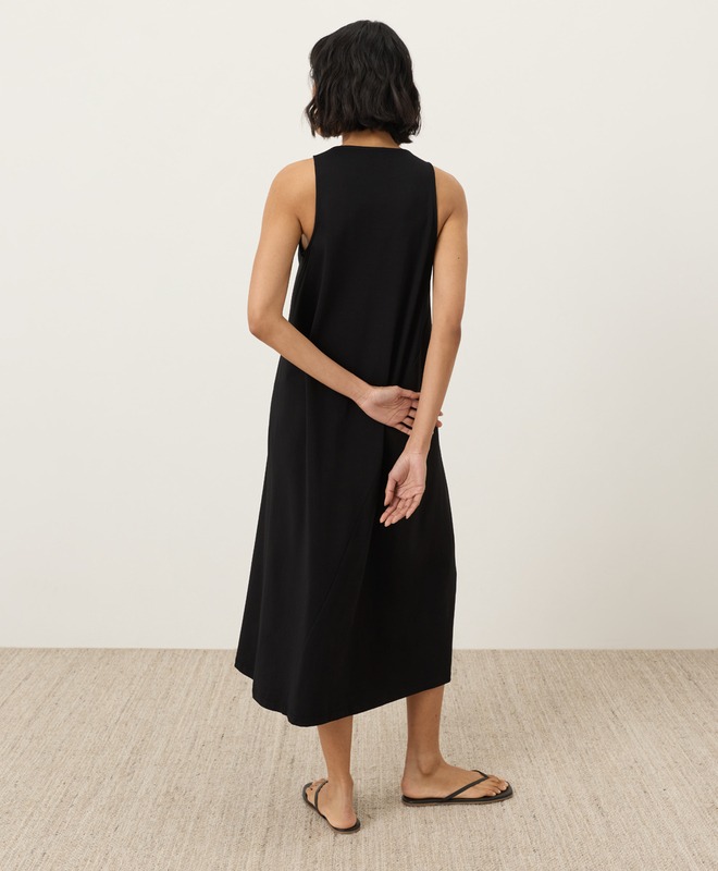 Organic Fit & Flare Open Back Maxi Dress - Black