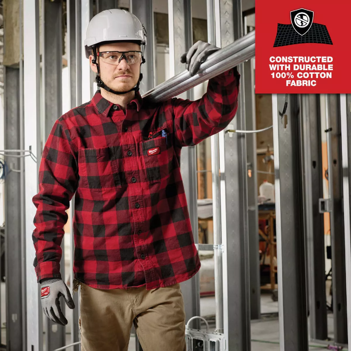 Milwaukee GridIron Men's Medium Red Long Sleeve Flannel Shirt