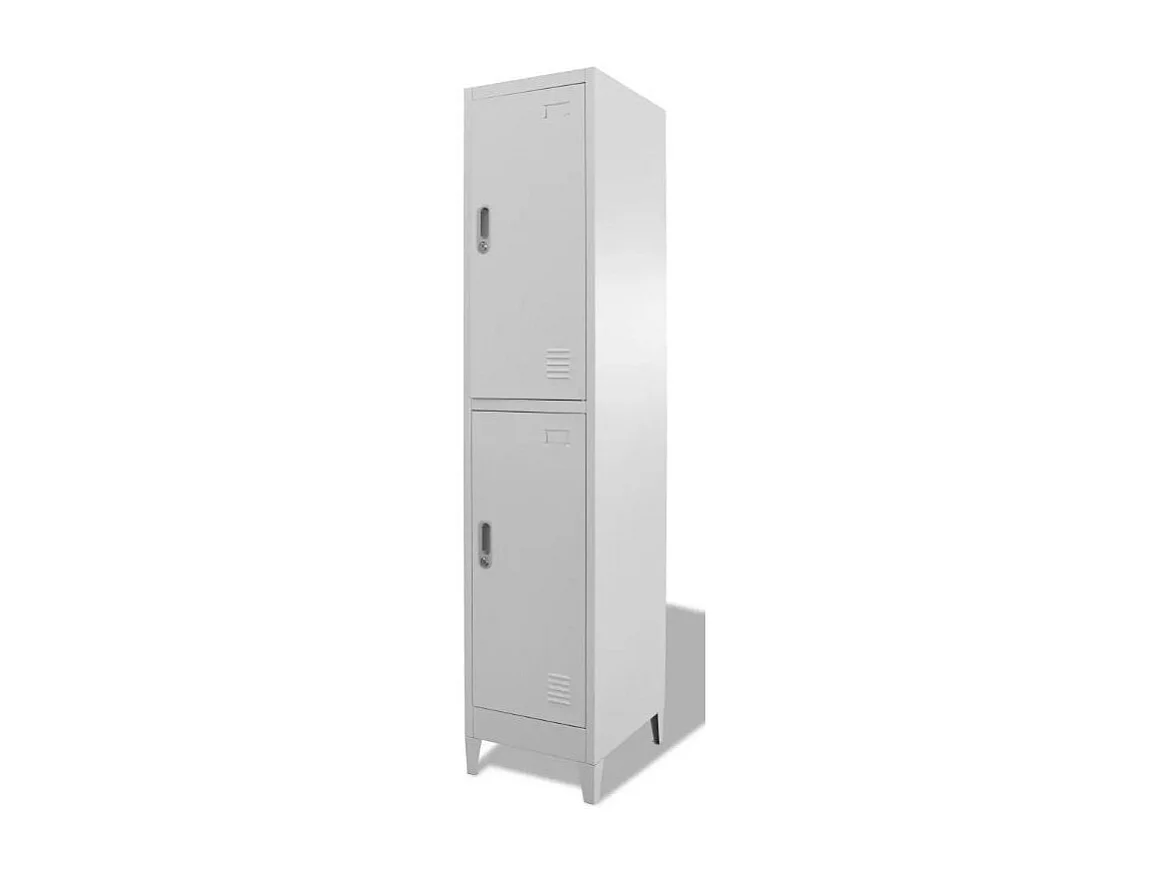 Armoire de bureau 2 portes 2 compartiments métal gris Brook