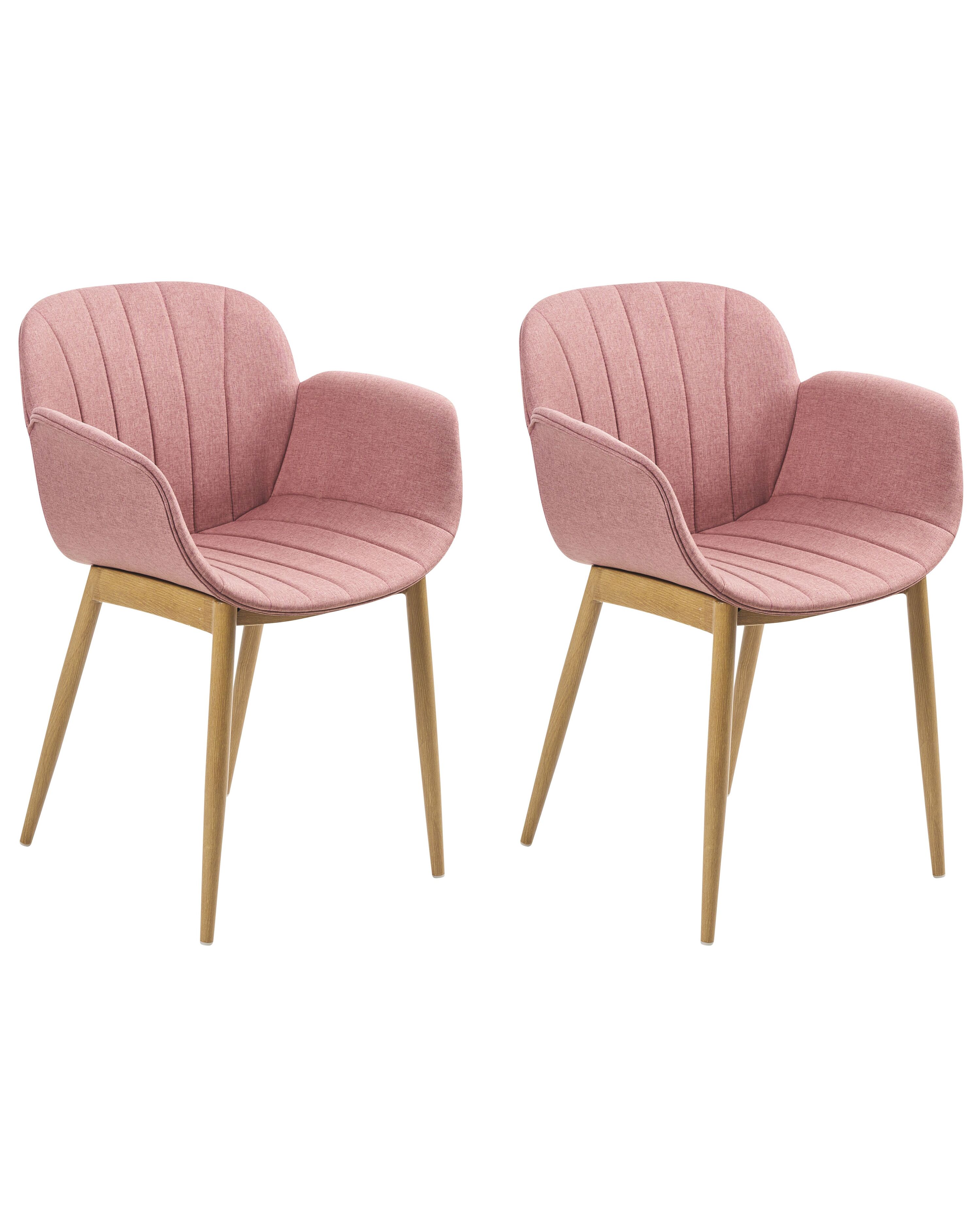 Set of 2 Dining Chairs ALICE Fabric Pink