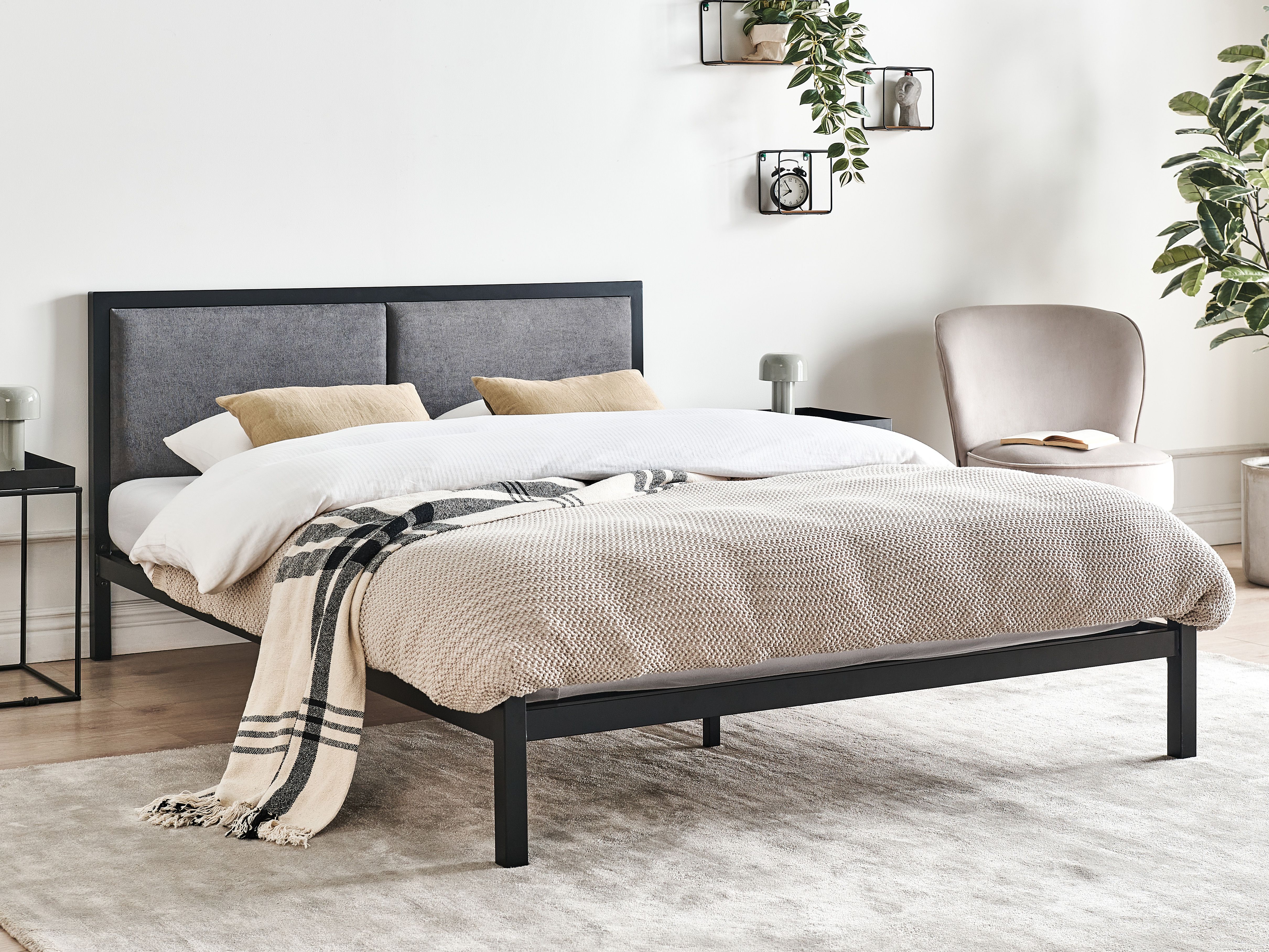 Bed Metal CLAMART 140 x 200 cm (EU Double) Grey